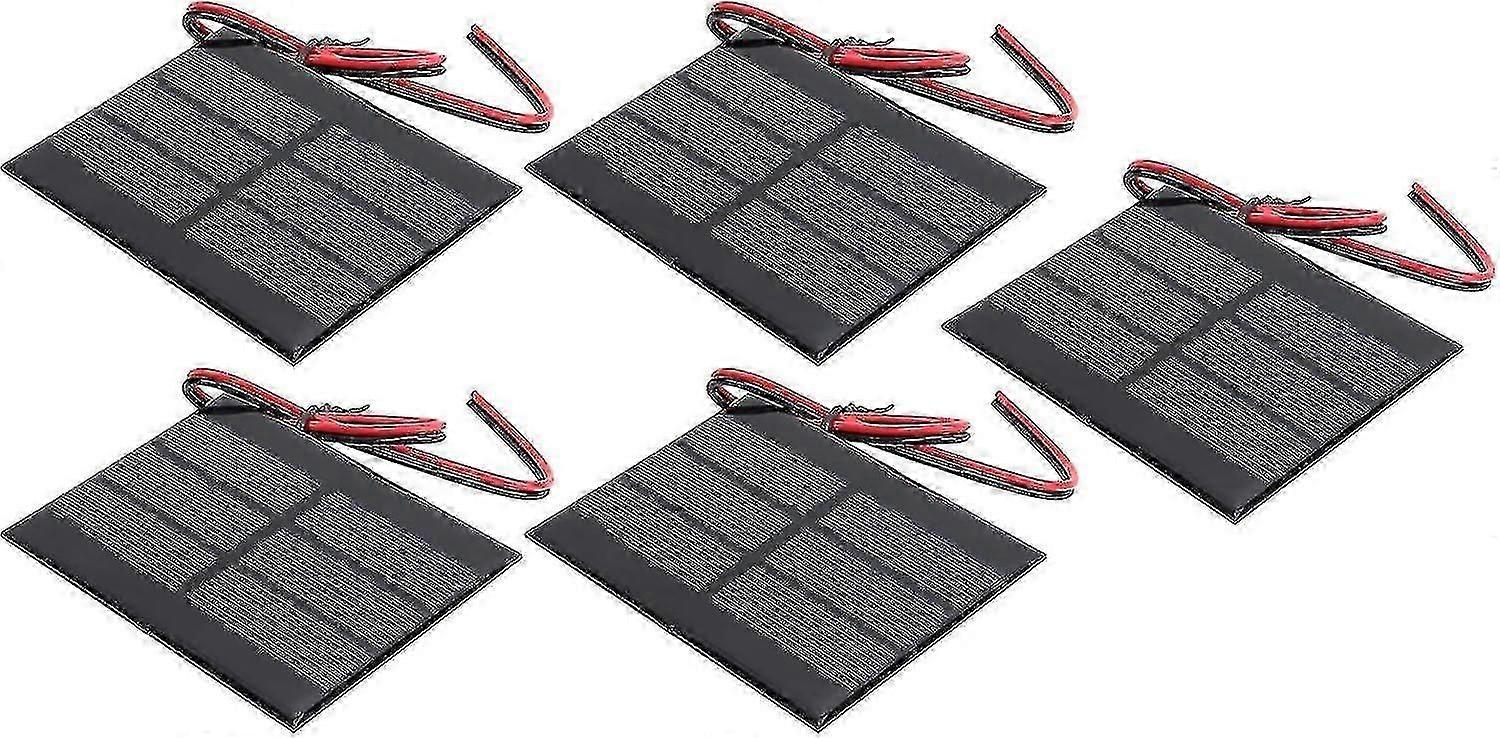 5 stk mini lite solcellepanel polykrystallinske solcellepaneler celler med 30 cm ledning DC 0.65w 1.5v