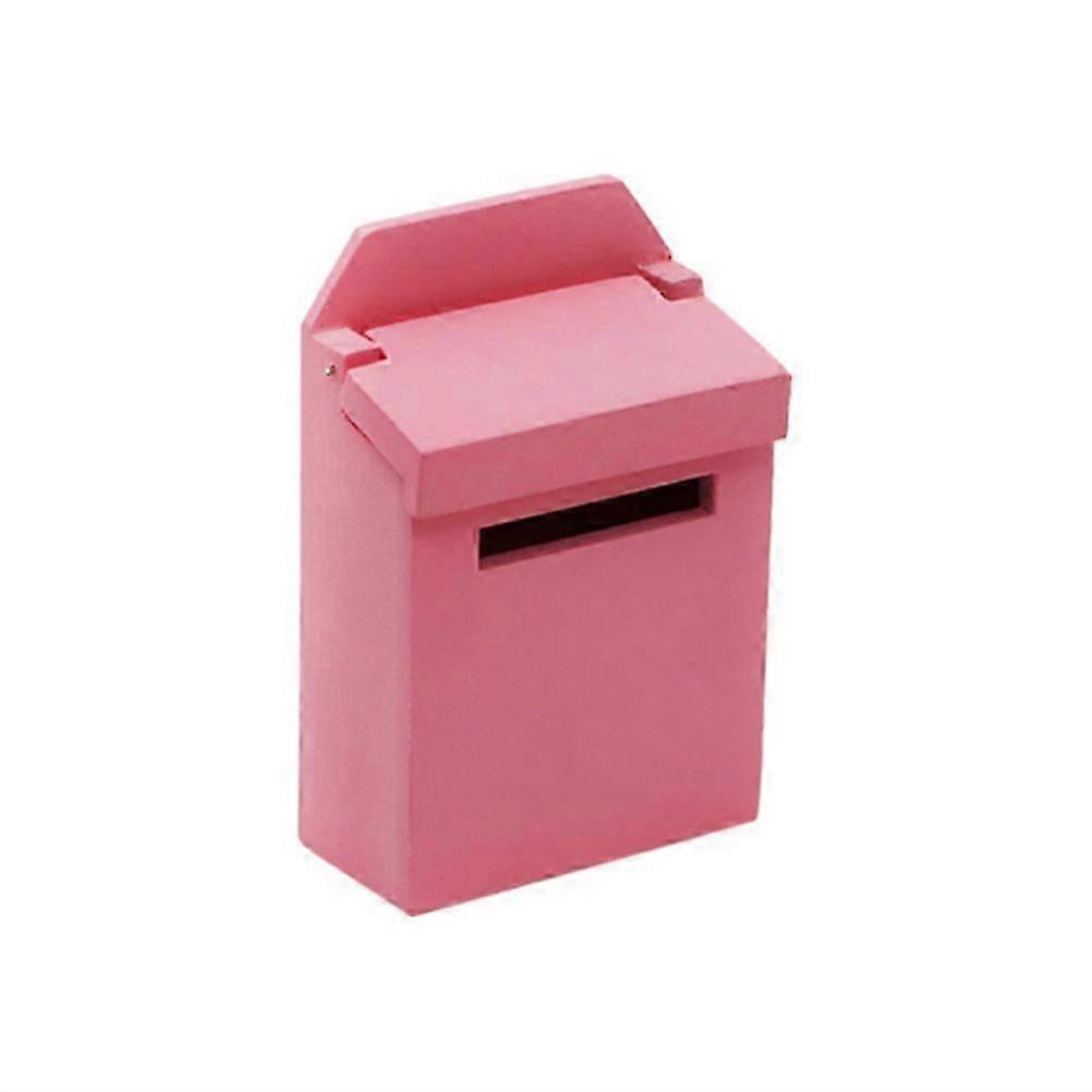 1pc 1 to 12 Ratio Miniature Mailbox Decorative Letter Box Model Mini Scene Props Pink
