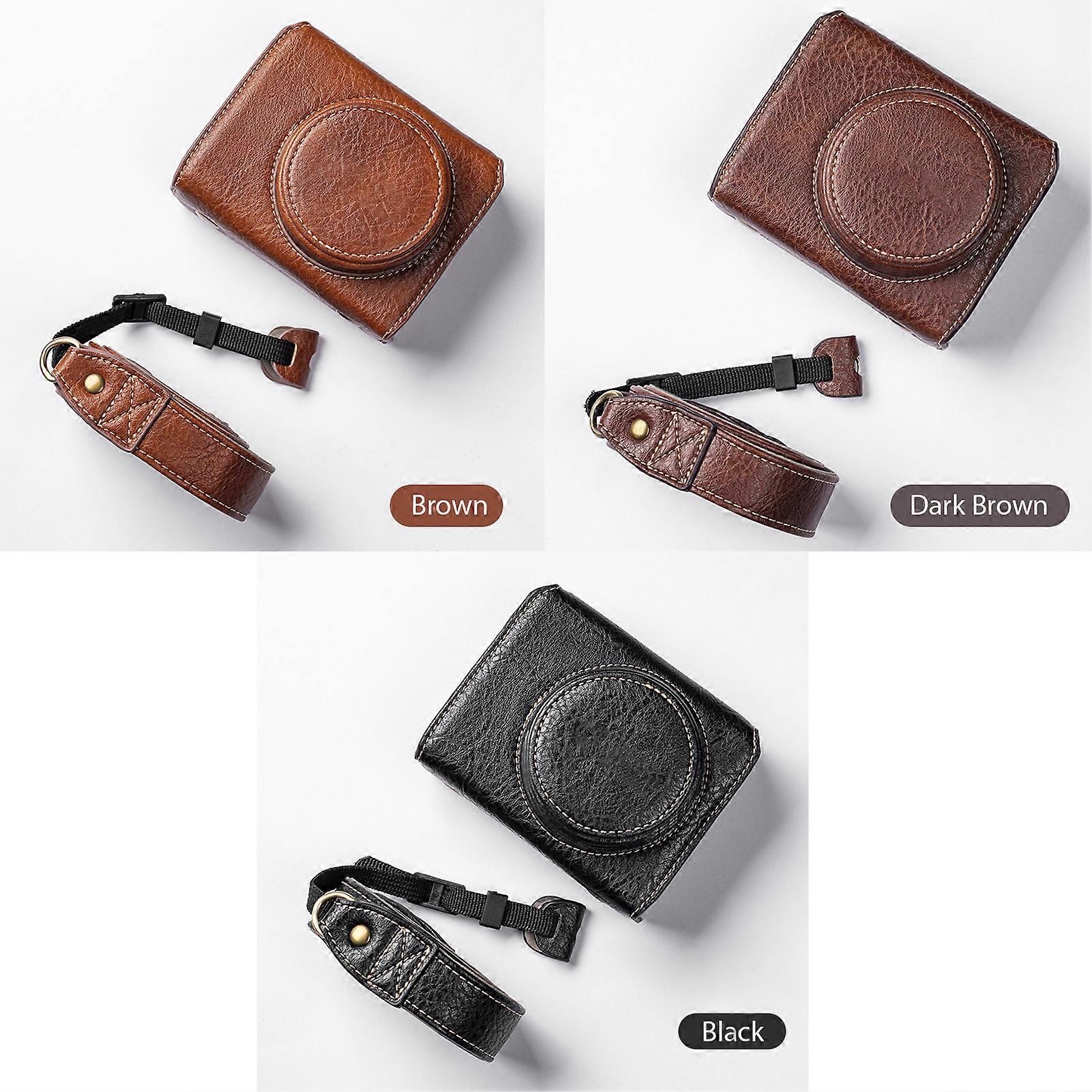 Digital Camera Protective Case PU Leather Camera Storage Bag with Removable Shoulder Strap Compatible with Canon G7X2/ G7X3