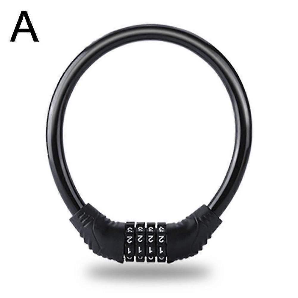 Black (A)$Bicycle lock bicycle electric vehicle four-digit password lock cycling safety anti-theft lock mountain bike wire lock