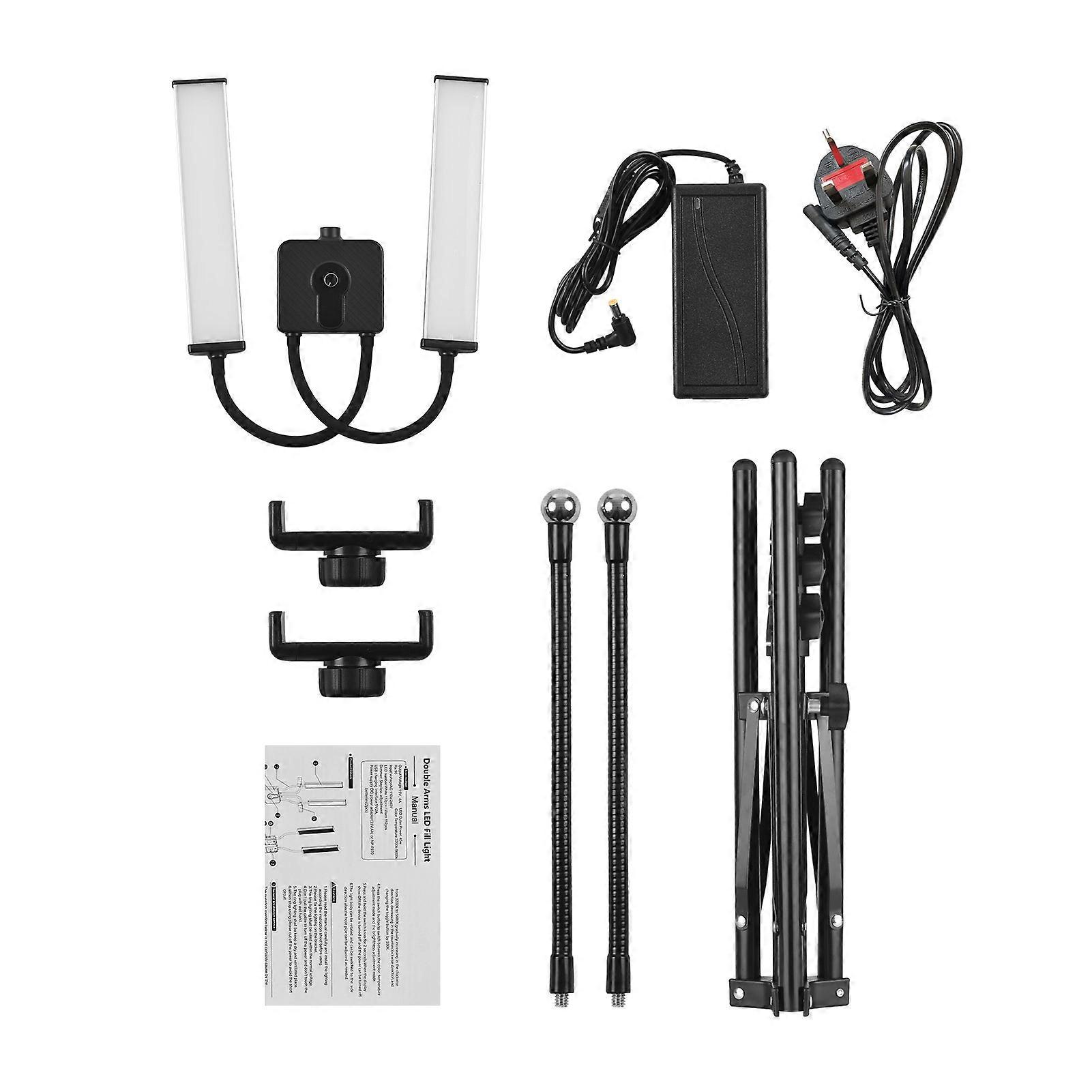 Bi-Color LED Video Light Kit: Double-Arm, Battery Powered, with Stand for Photography