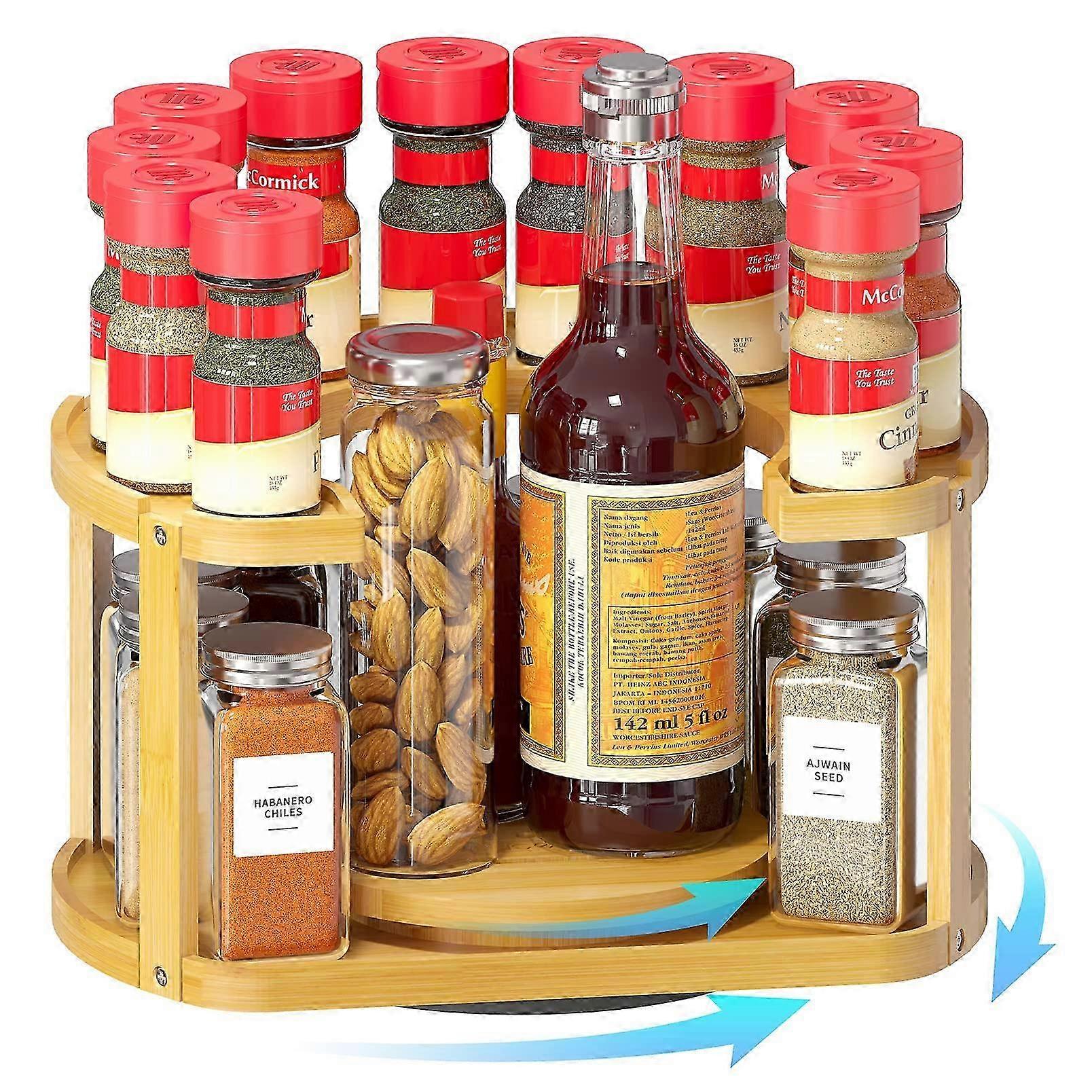 2-Tier Rotating Spice Rack for Cabinet Storage