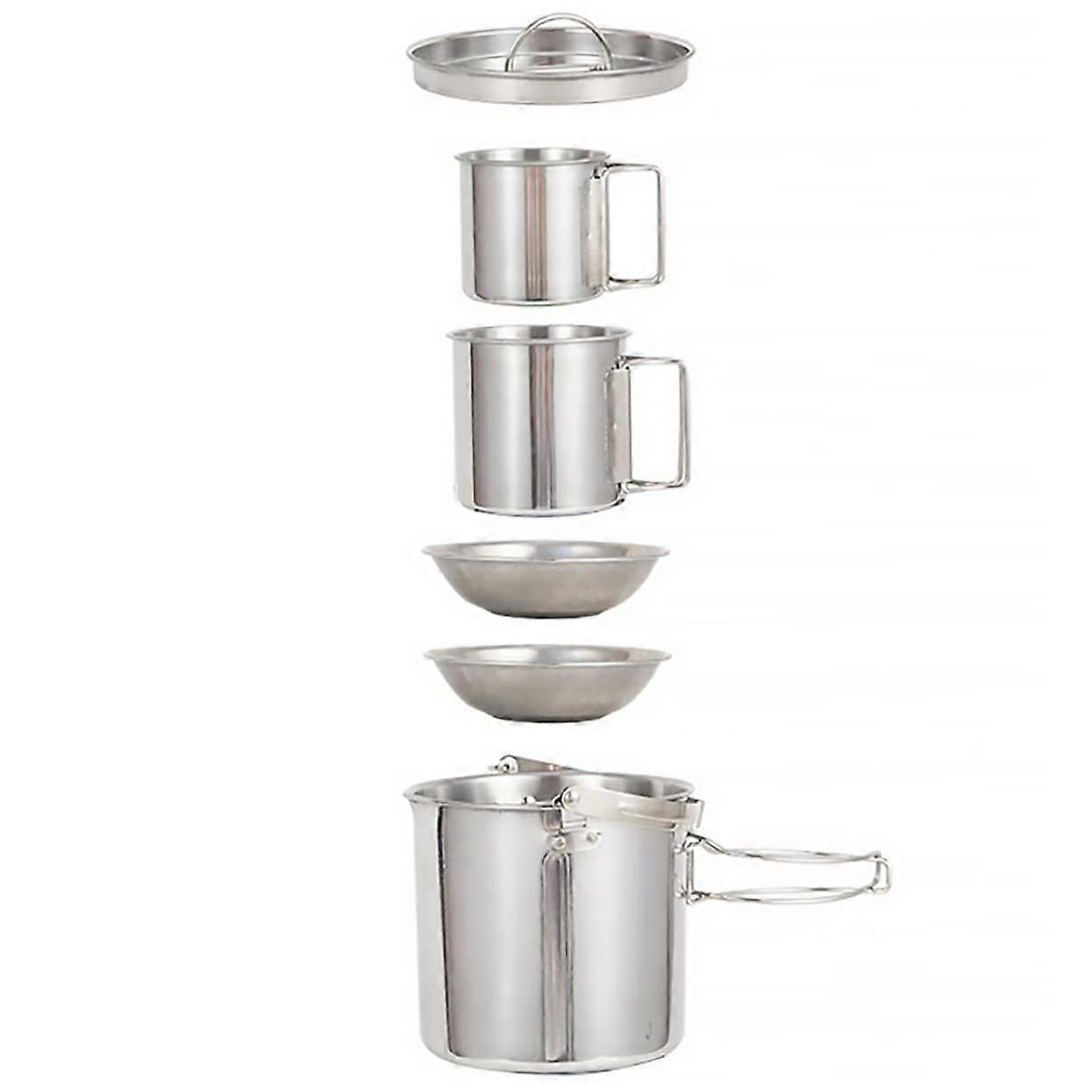 5-Piece Stainless Steel Camping Cookware Set with Kettle, Bowl, and Mug for Outdoor Hiking and Picnics