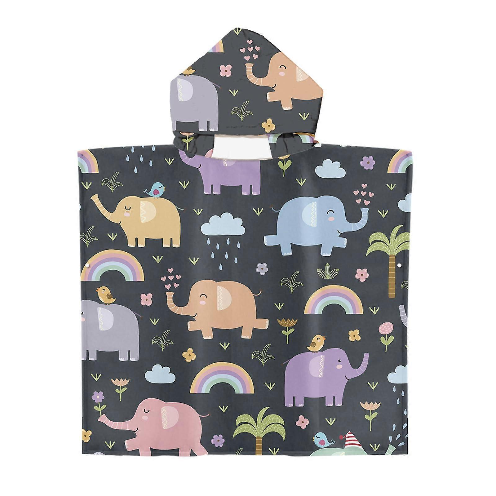 Bath Poncho Beach Poncho Elephant Surf Poncho Changing Aid Πετσέτα με Κουκούλα 60x60cm Μαύρο