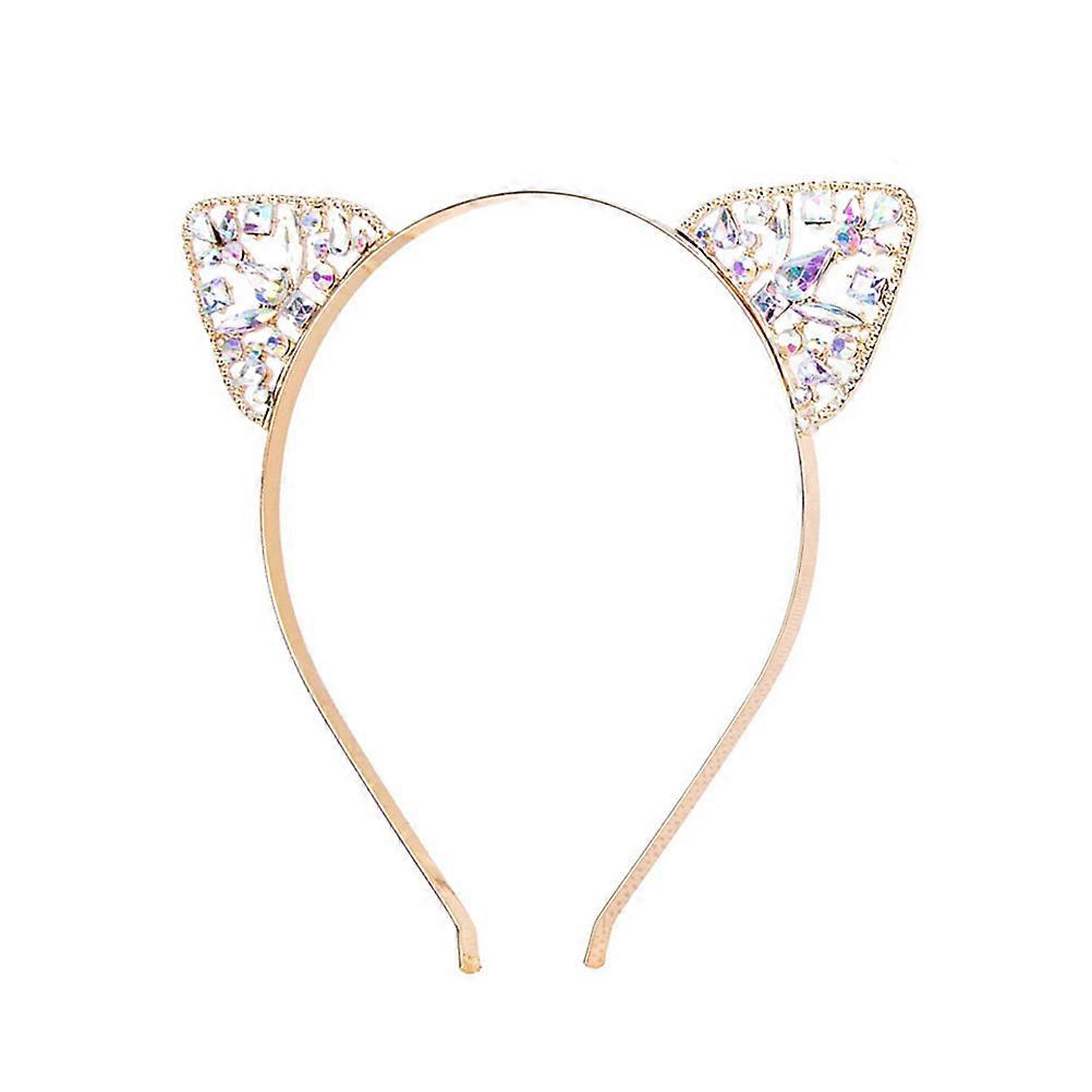 Rhinestone Headband Girly Headbands Cat Ears Shape Alloy Material For Kids And Children 1 Piece