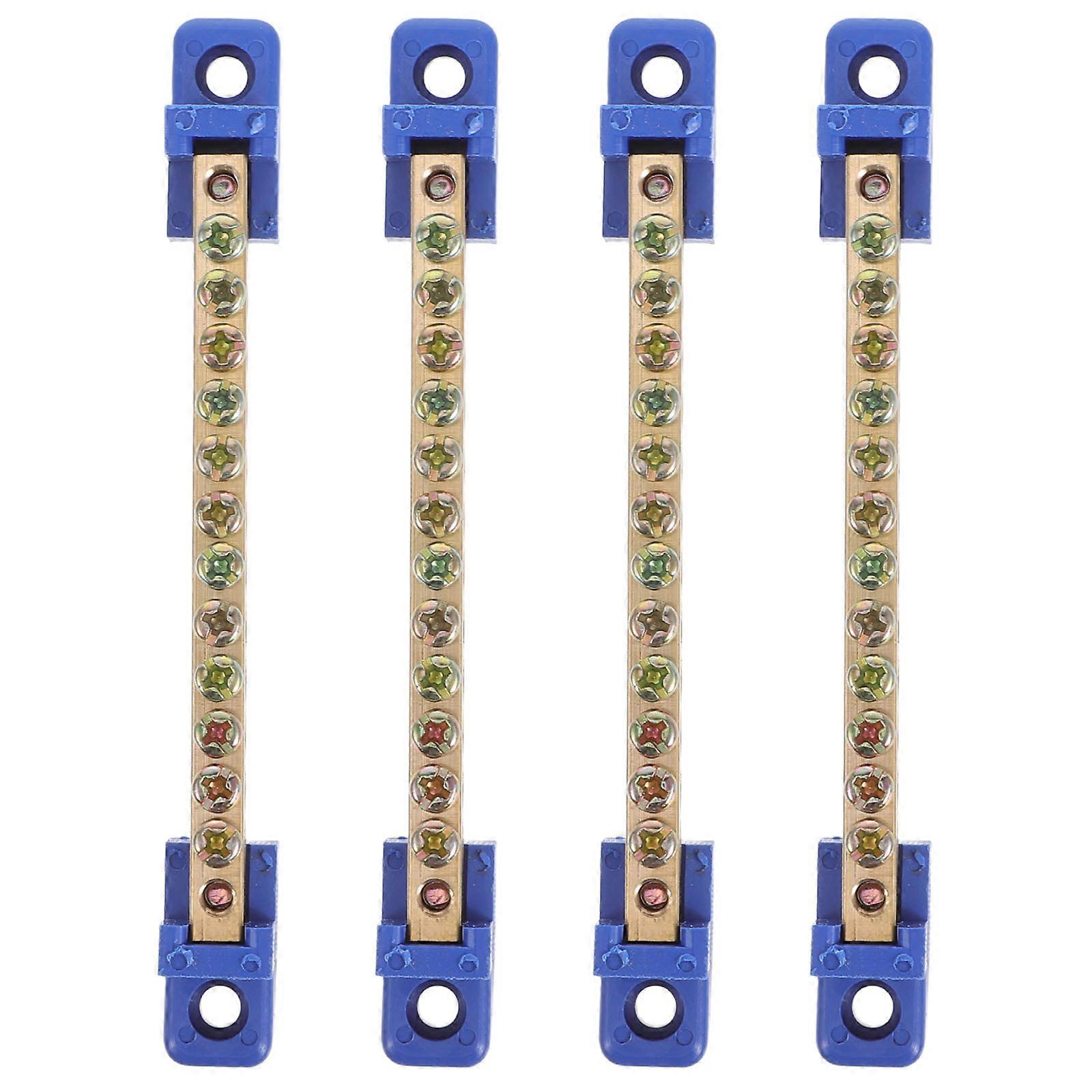4pcs Distribution Terminal Bus Bar Terminal Strips Ground Bar for Panel Copper Ground Bar Copper Terminal Block