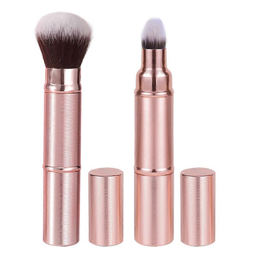 Retractable Makeup Brush Dual Ended Portable Foundation Application Travel Tool 2Pcs Plastic Material