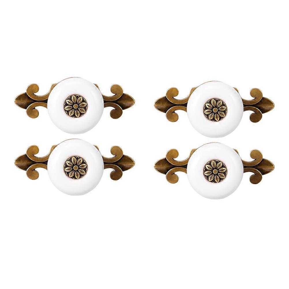 Furniture Handle Elegant Design Decorative Purpose White Color Ceramic Drawer Pulls 4Set