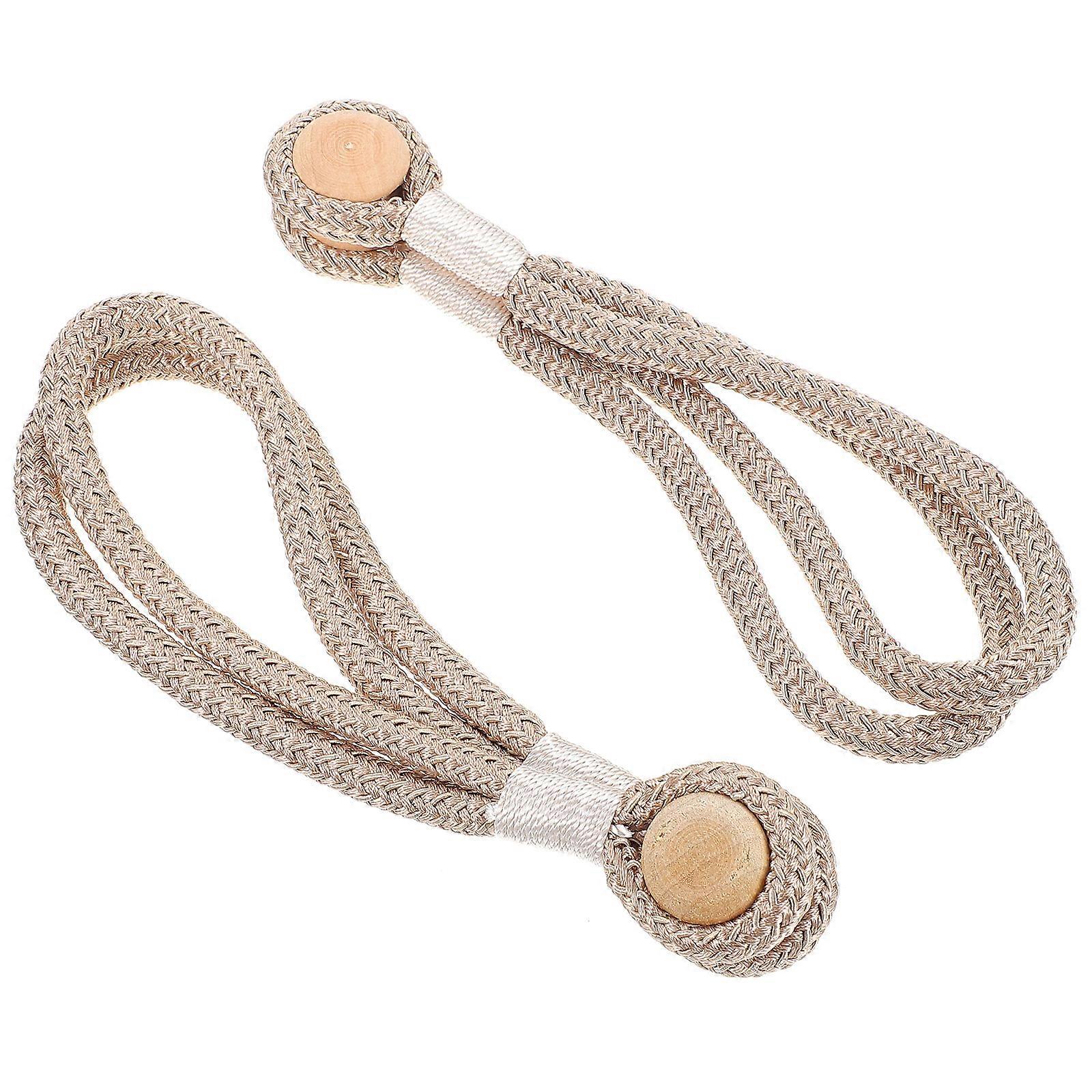 Magnetic Curtain Holdback with Attractive Modern Look for Home Khaki Synthetic Material 2 Pieces