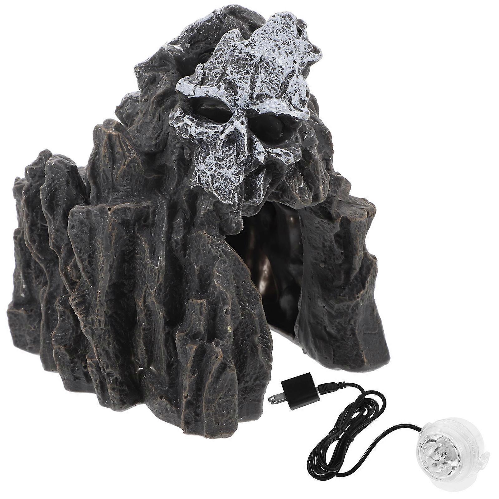 Fish Hides For Aquarium Cave Hideout Resin Cave Simulation Cave Model Fish Shelter With Lamp 1 Set