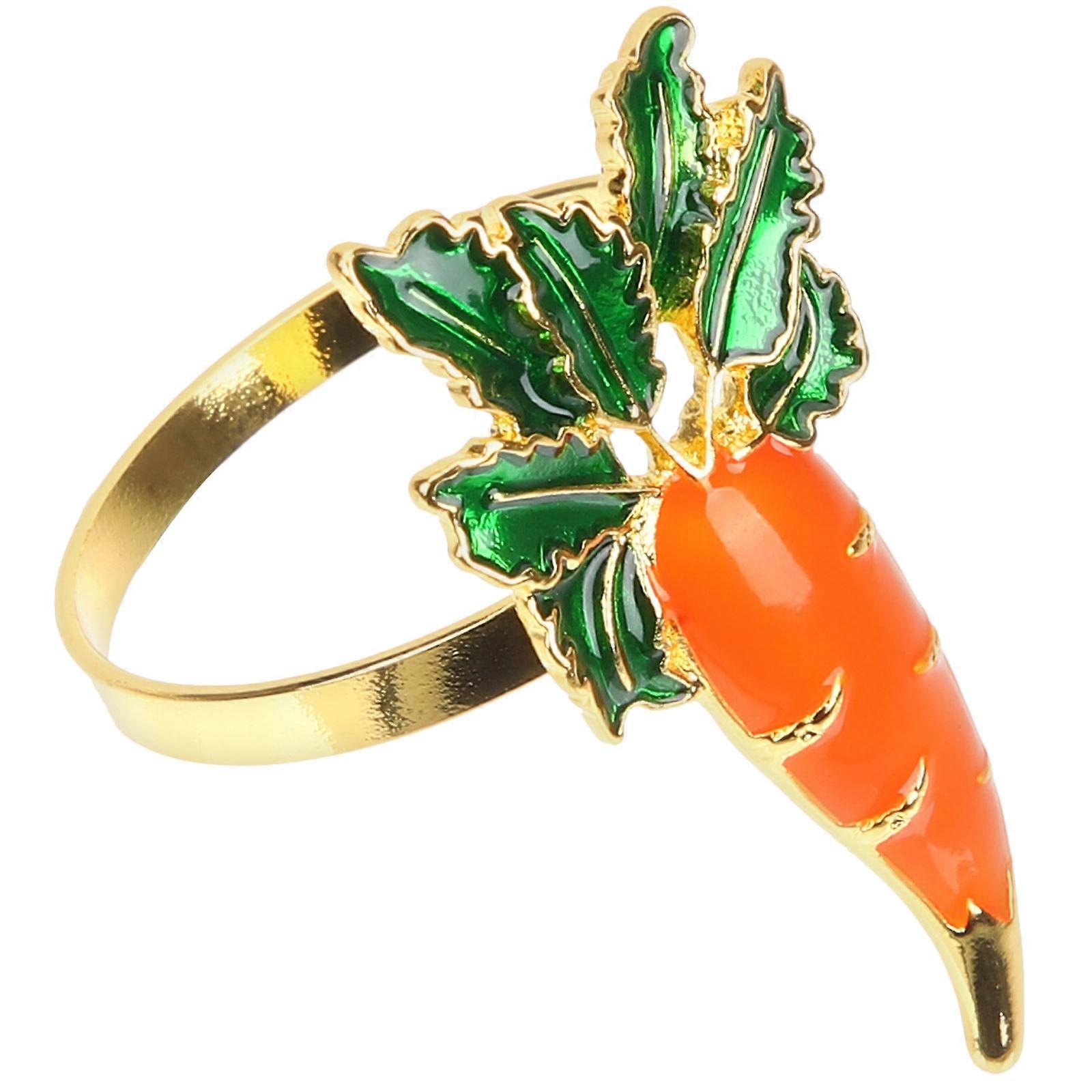 Napkin Rings Carrot Shape Table Setting Elegant Decorative Buckles Orange 4Pcs