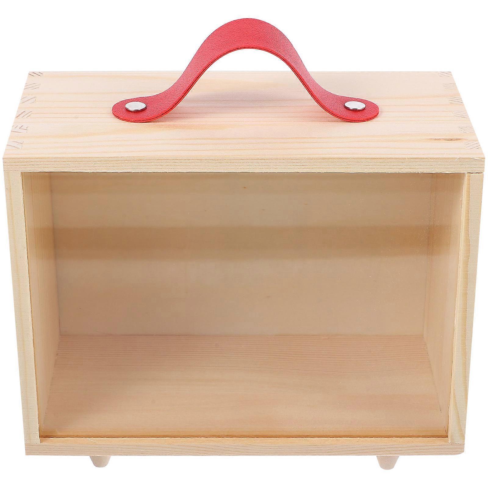 Wooden Storage Box Decorative Boxes With Lids Portable Handle Schools 20.00X17.00X10.00CM Light Yellow 1Pcs