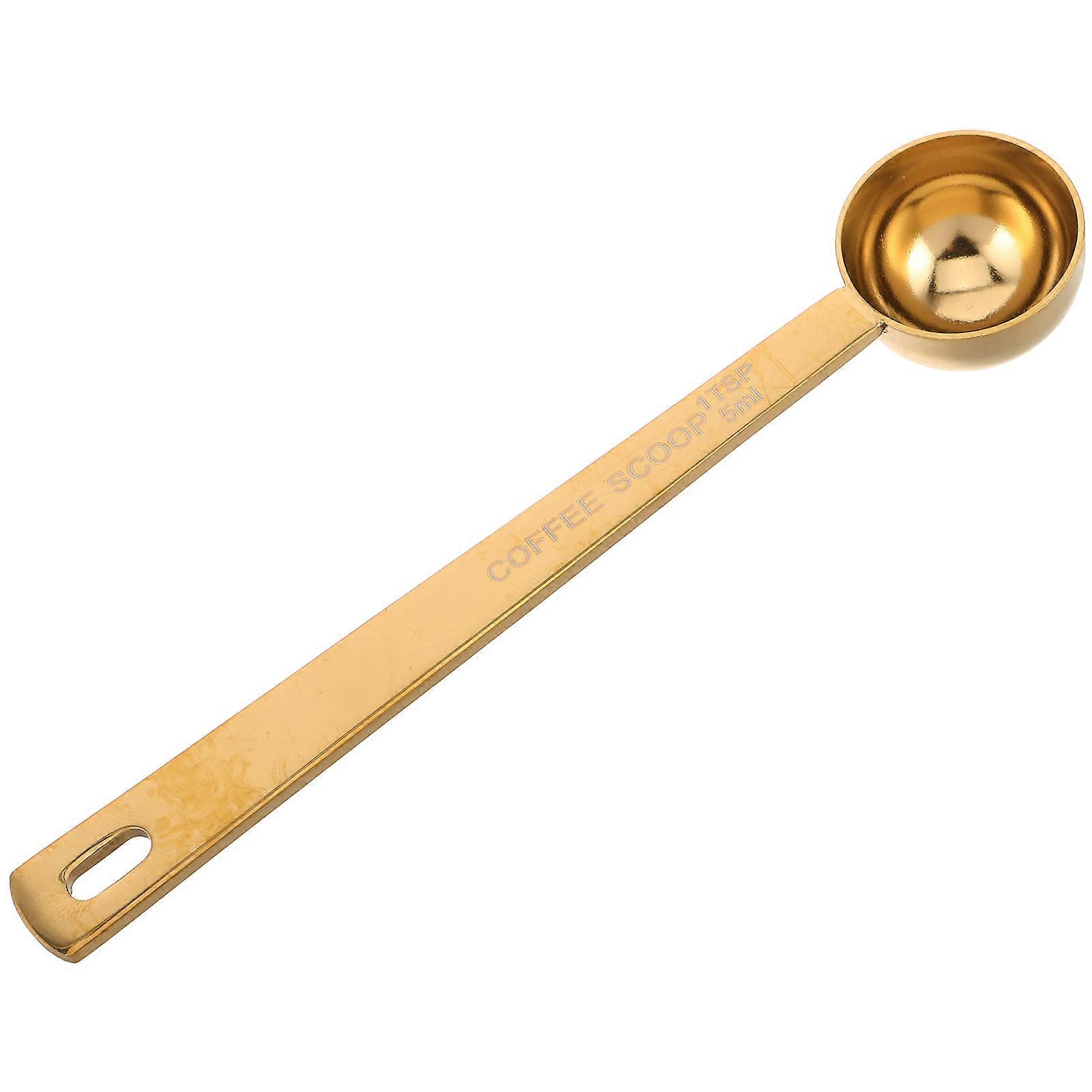 Golden Stainless Steel Coffee Scoop for Baking with 5Ml Measuring Spoon