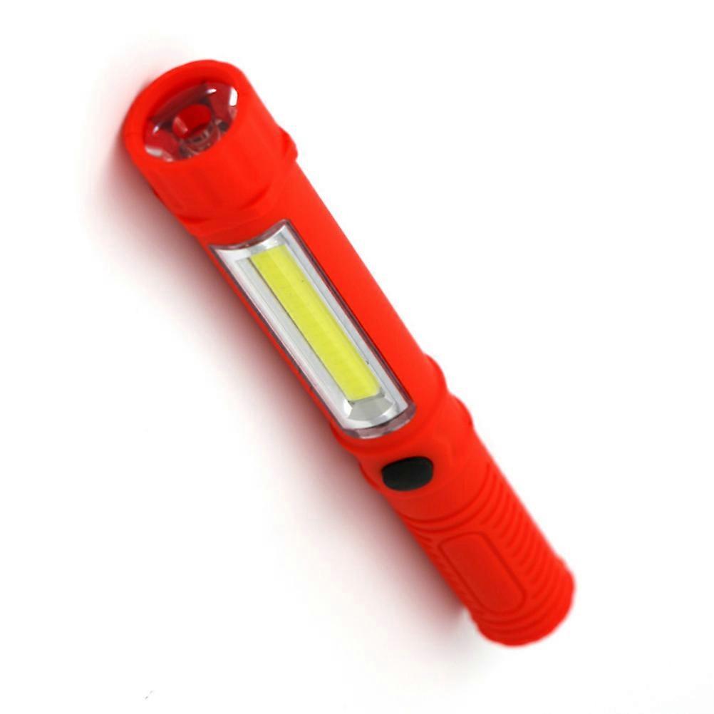 Flashlight with Clip Cob Led Work Light Mini Pen Inspection Torch for Men and Women in Outdoor Activities Red 1Set