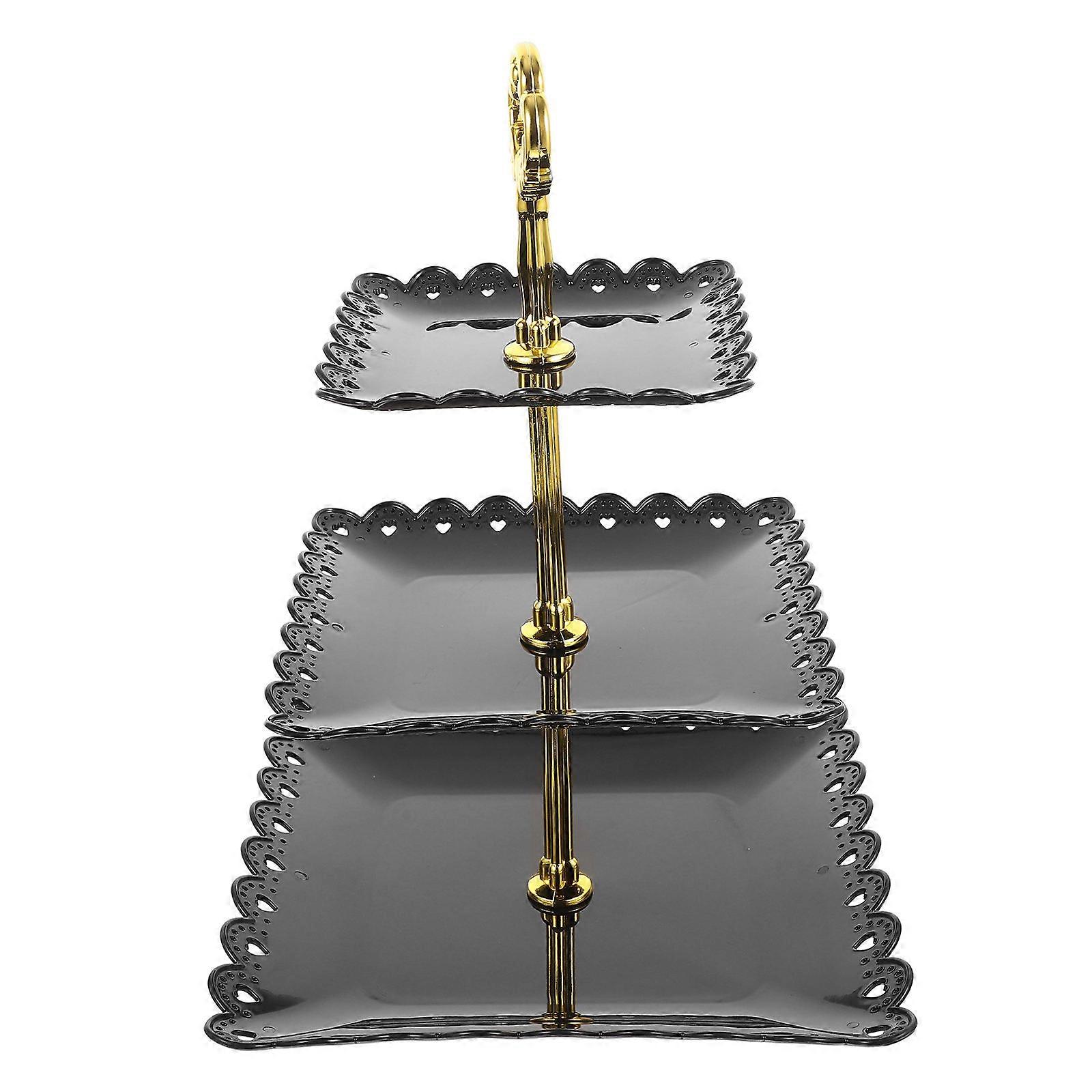 Cupcake Holder Stativ Kage Display Stativ Hjemmebrug Stue Bakke 33X24,5X24,5CM Sort Let at samle 1Pak