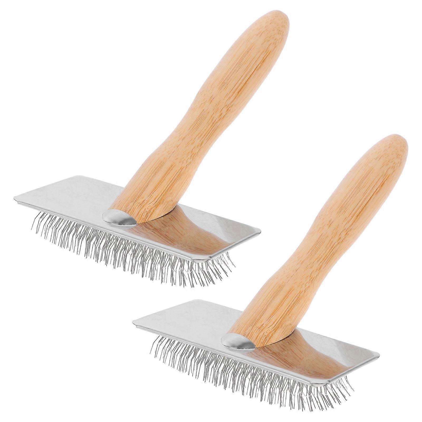 Electric Needle Felting Tool Slicker Brush For Craft Project With Wooden Handle For Beginners Wool Blending 2Pack