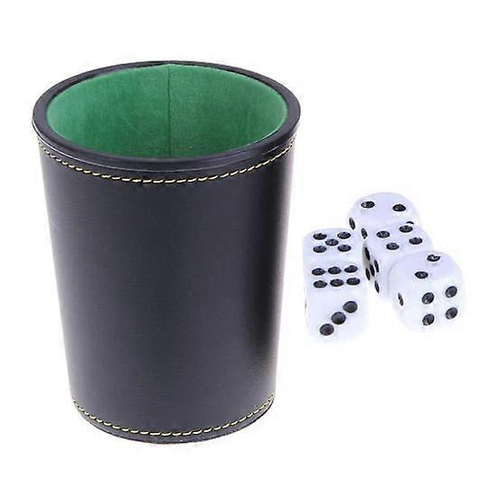 Faux Leather Flannel Dice Cup with 5 Dice Bar KTV Entertainment Accessories