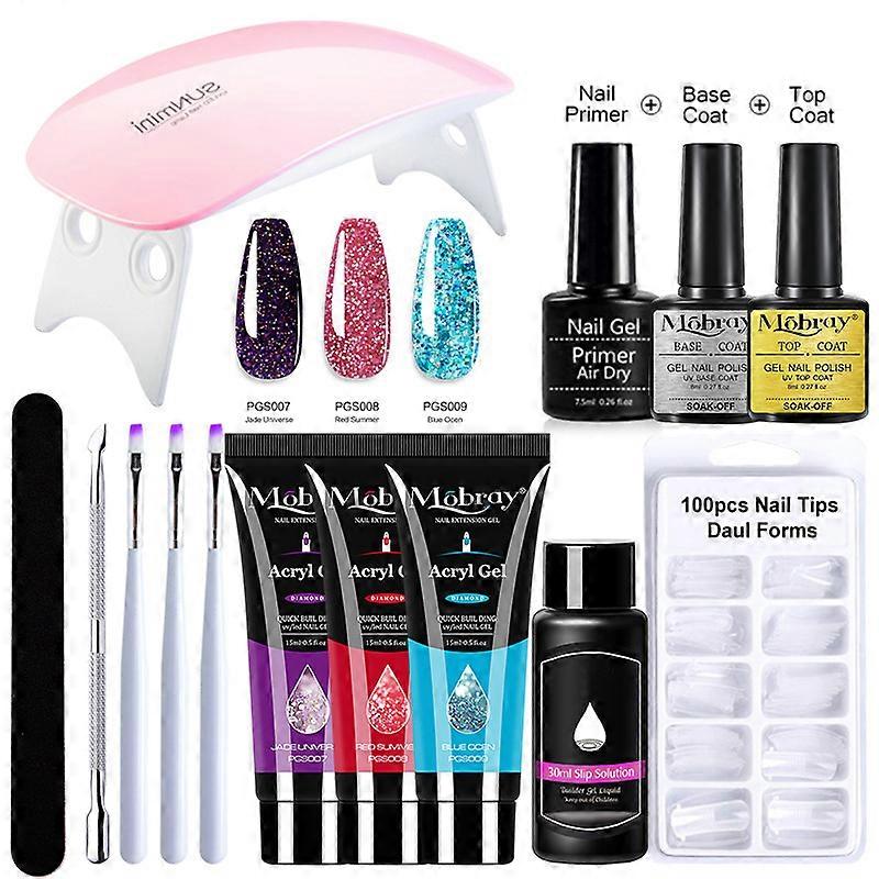 Conjunto de gel Poly Nails 6-color Crystal Extender Nail Enhancement Kit 7