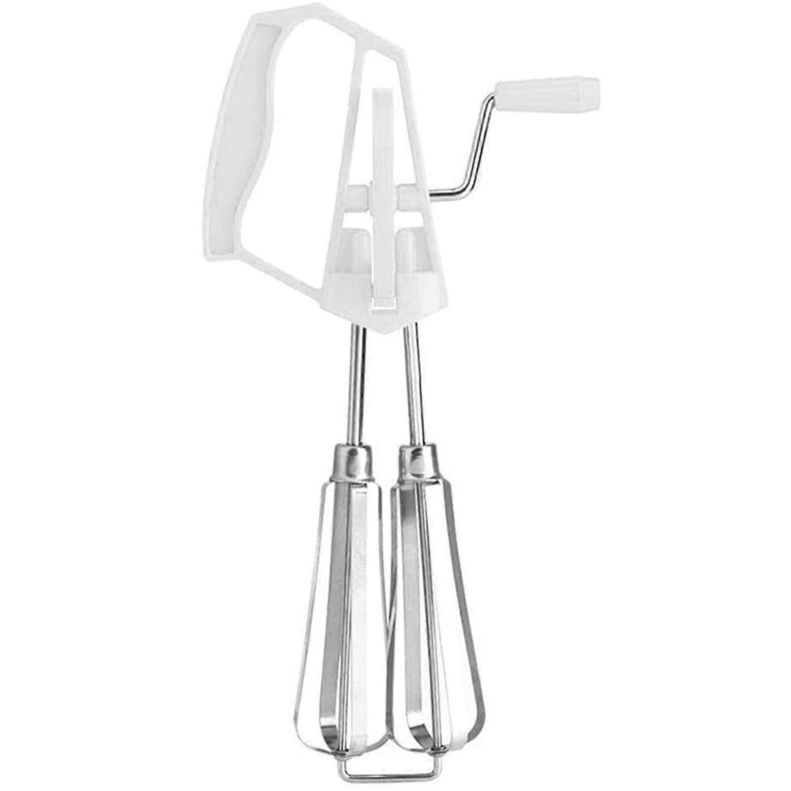 Hand Egg Mixer Stainless Steel Whisk and Beater Kitchen Tool with Dough Hook Attachment, One Size, Manual Hand Crank
