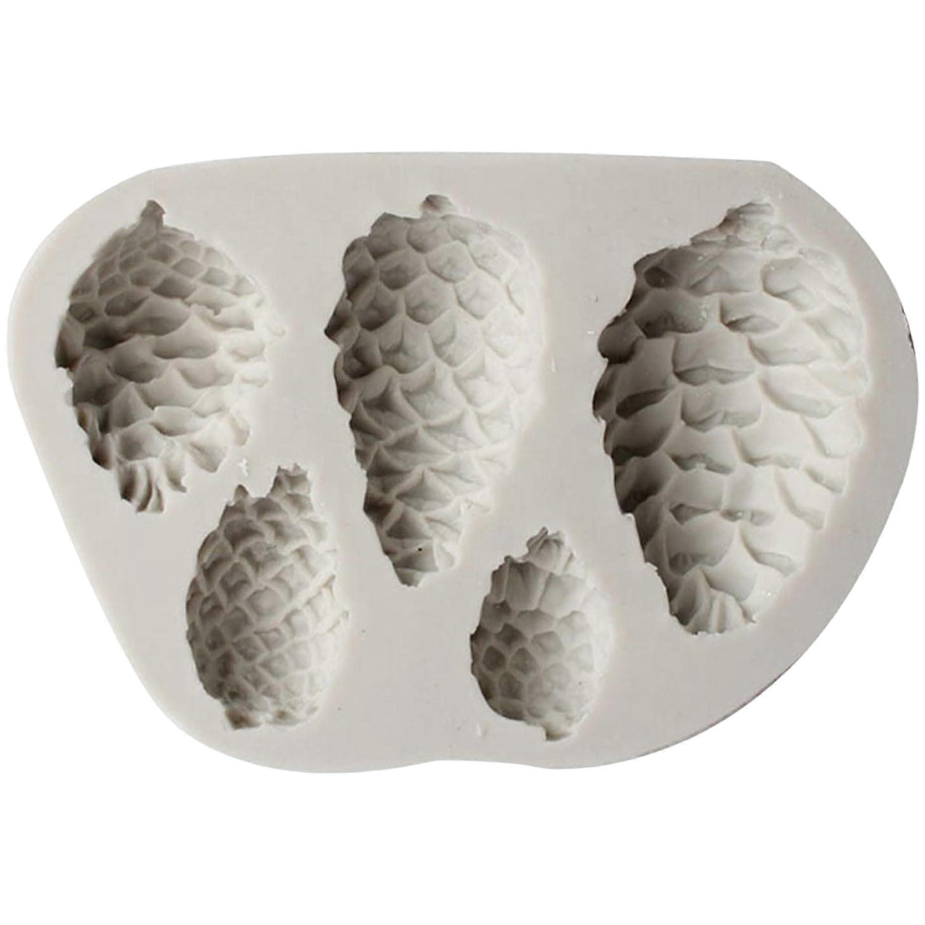 Pinecone Mold, 5-Compartment, Flexible Silicone, Various Sizes And Cone Styles, Multipurpose For Desserts, Cakes, Crafts