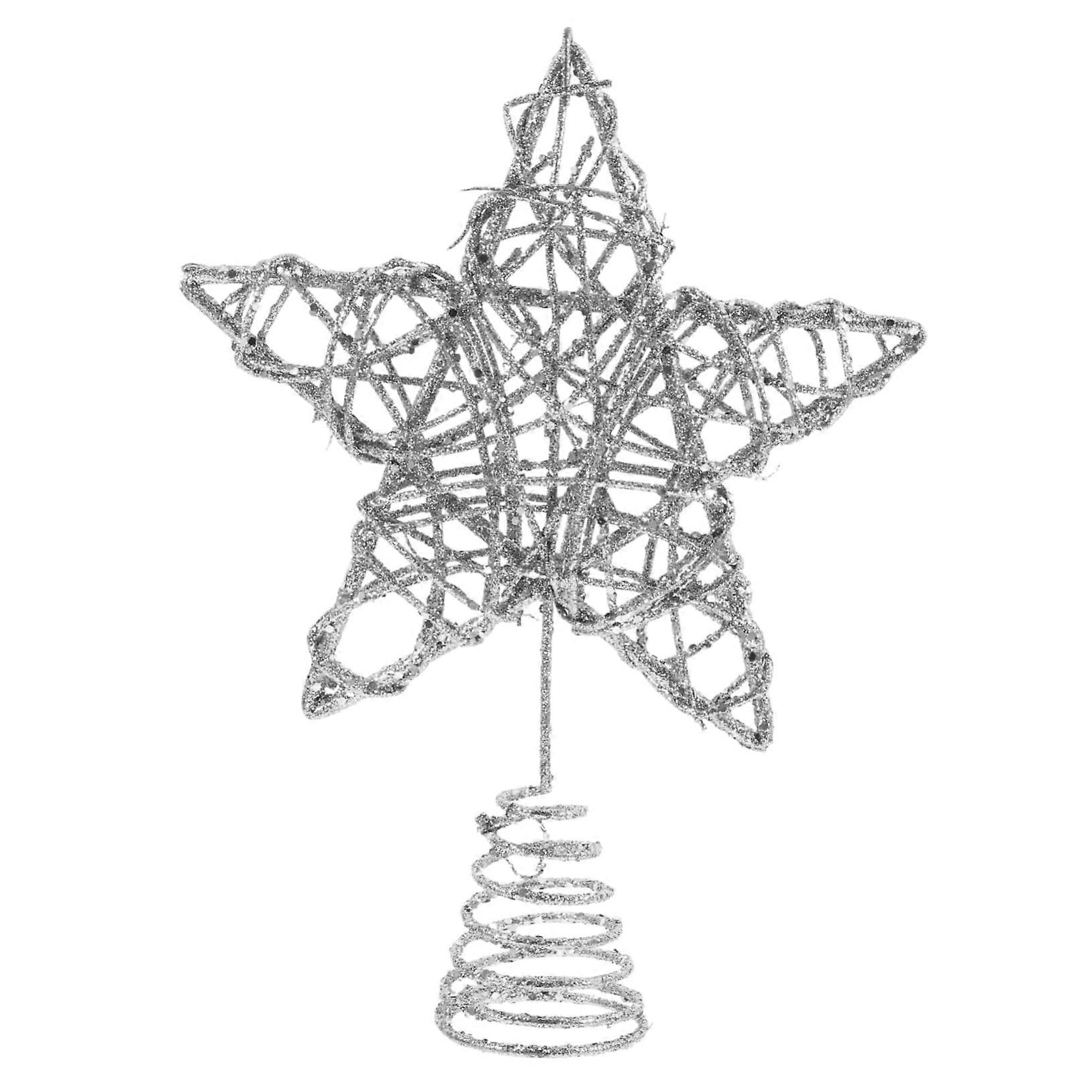 Luxurious Christmas Tree Topper Star with Rattan Ring and Shiny Five-Point Star for Festive Holiday Decorations