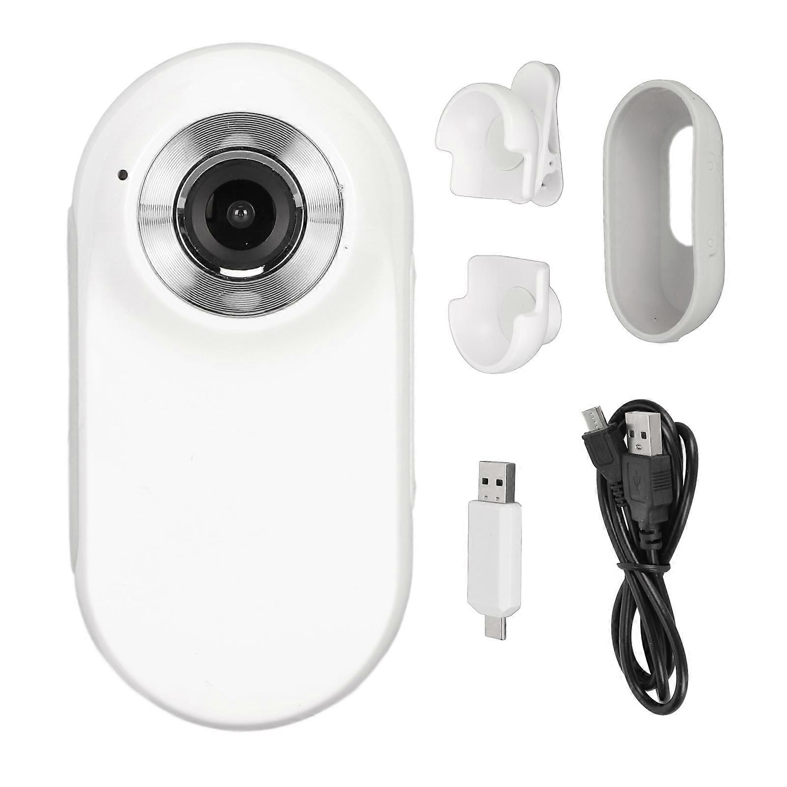 Portable Pocket Video Camera, Small Camera, Mini 1080P Video Recorder, for Cycling, Sports, Car, Home, White