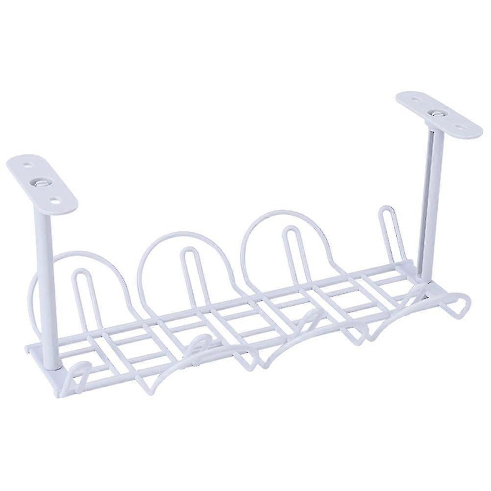 Free of Punch Storage Rack Hanging Basket Office Desk Shelf Simple Storage Shelf (with 2pcs Traceless Glue, 4pcs Screws, Grey, 1 Layer)