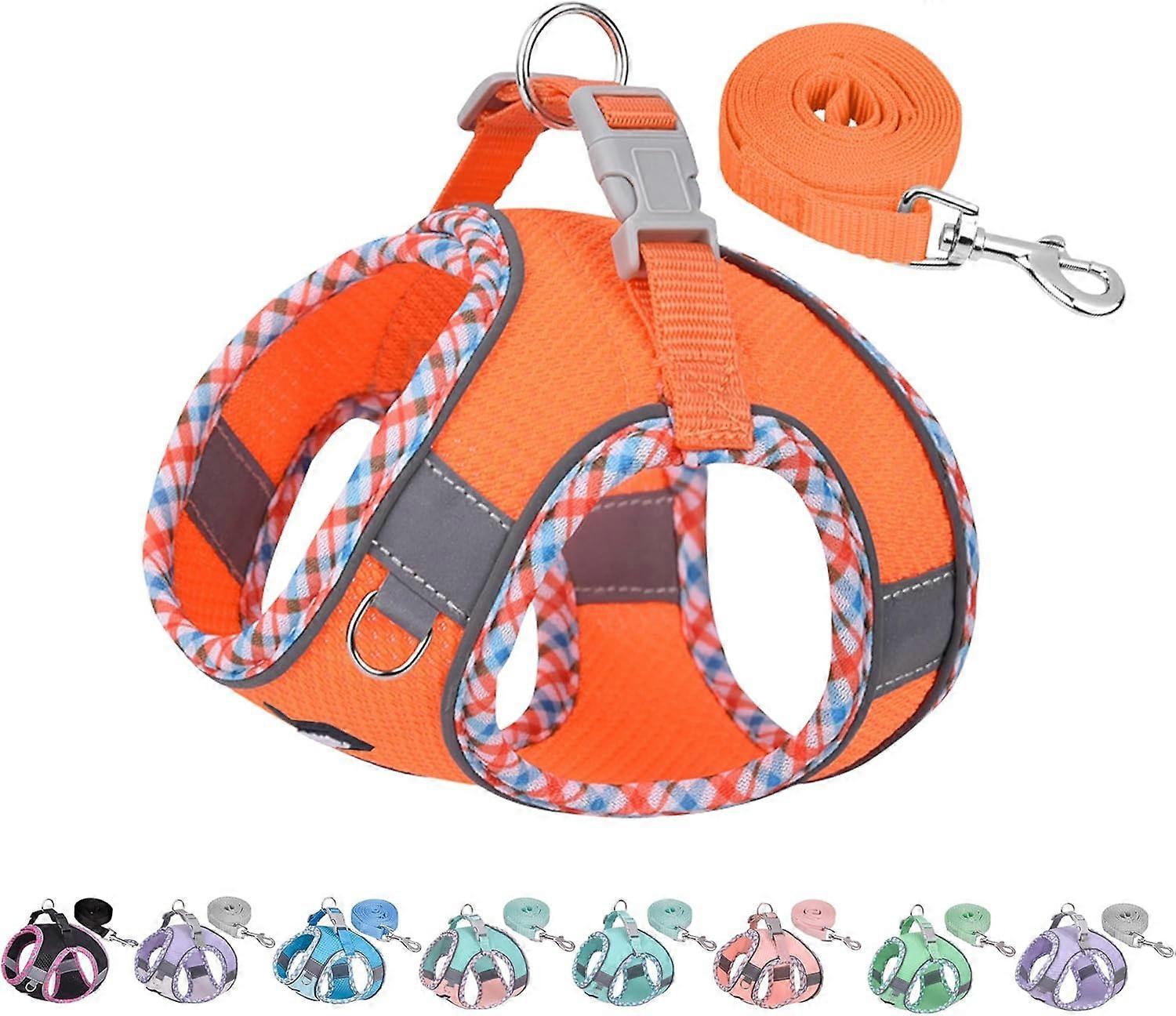 Dog Harness and Leash Set, Orange, Size S