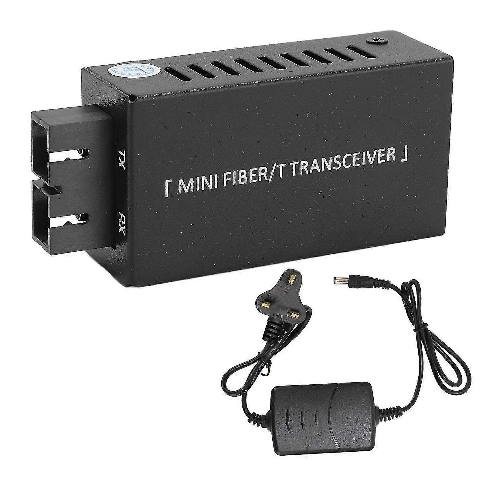 2 Ports 10/100Mbps Self Adaptive Fiber Optic Transceiver Tx1310nm Ethernet Optical Switch for Networking with 100-240V UK Plug
