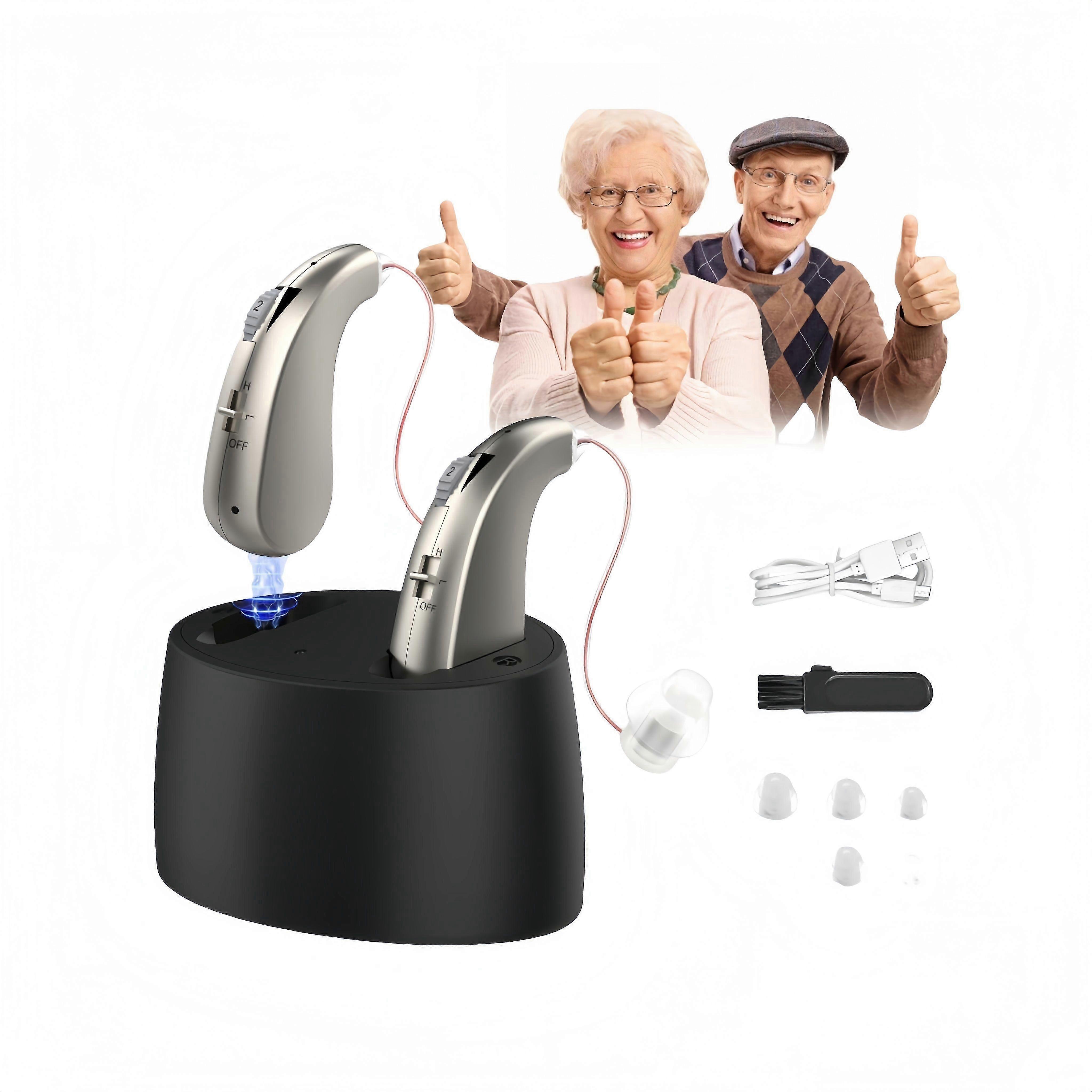 Rechargeable Digital Hearing Aids Invisible BTE Ear Aids High-Power NEW -HK603