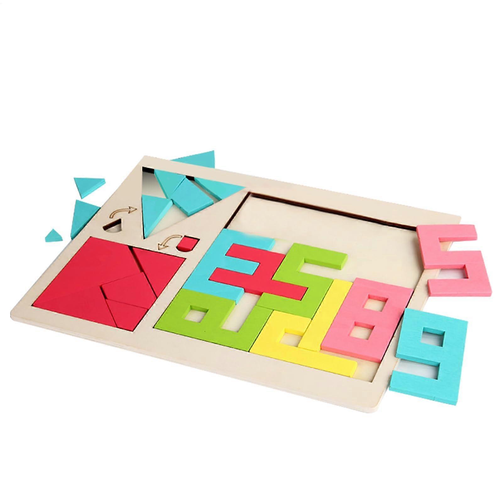 Tangram Puzzles Wooden Jigsaw Set, 11.81x8.82 Inches, Educational Geometric Shape Challenge for Kids Ages 3 and Up