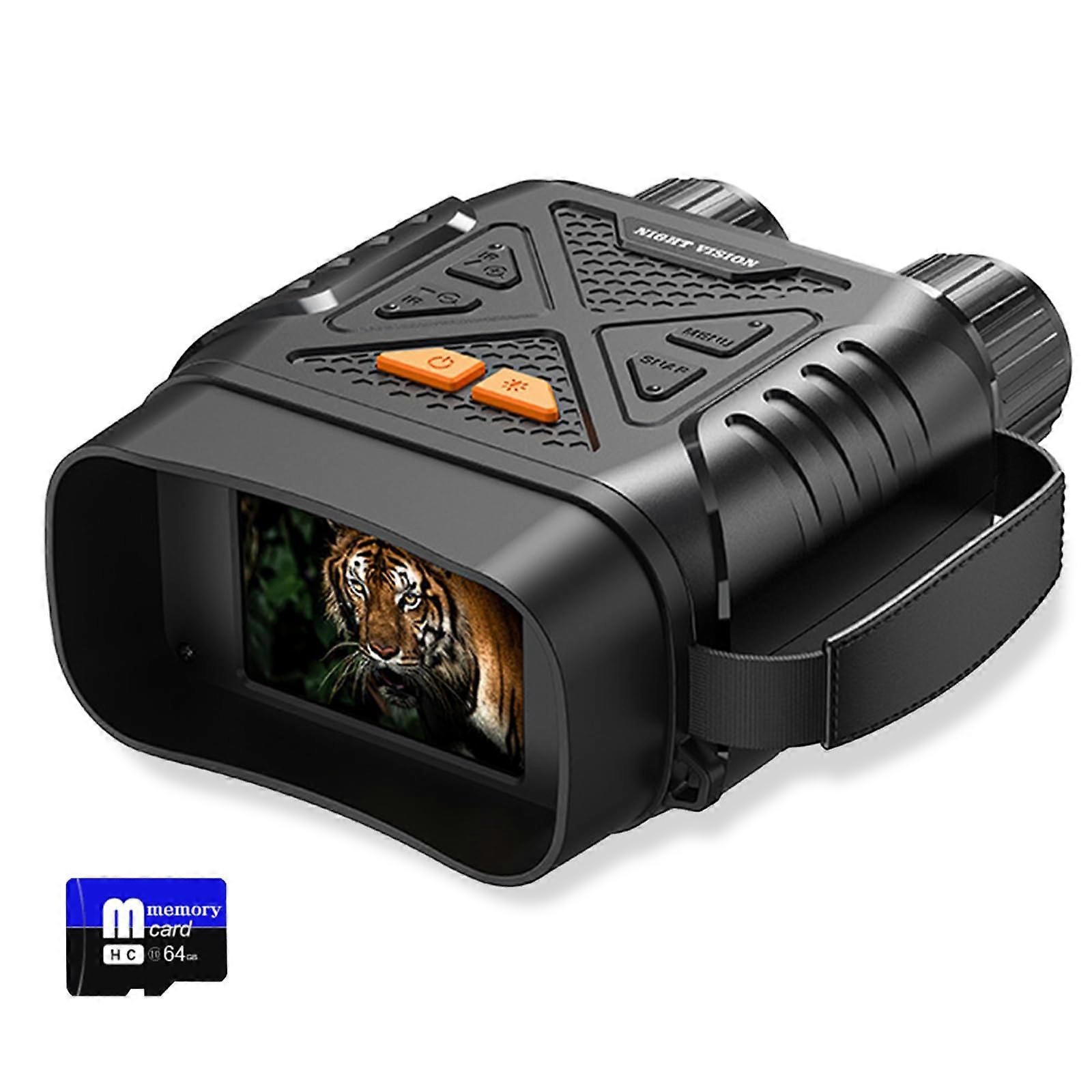 Night Vision Device 2K with 64GB Memory Card, Infrared IR-7 850 NM, 800m Range, 10x Digital Zoom Binoculars for Hunting and Camping