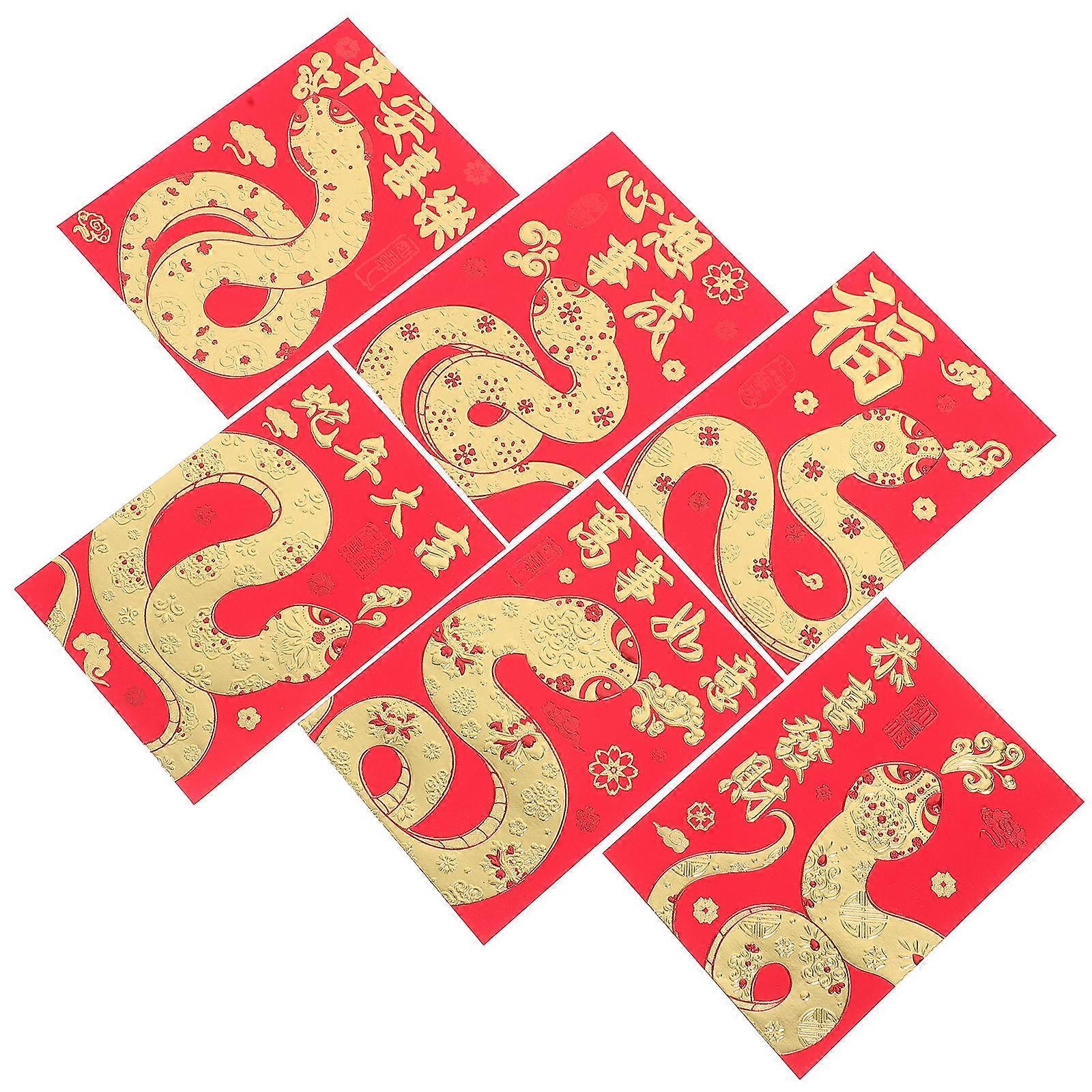 Year Of The Snake Red Envelopes Traditional Style Decorative Item 4.5×3.2×0.1In 36Pcs