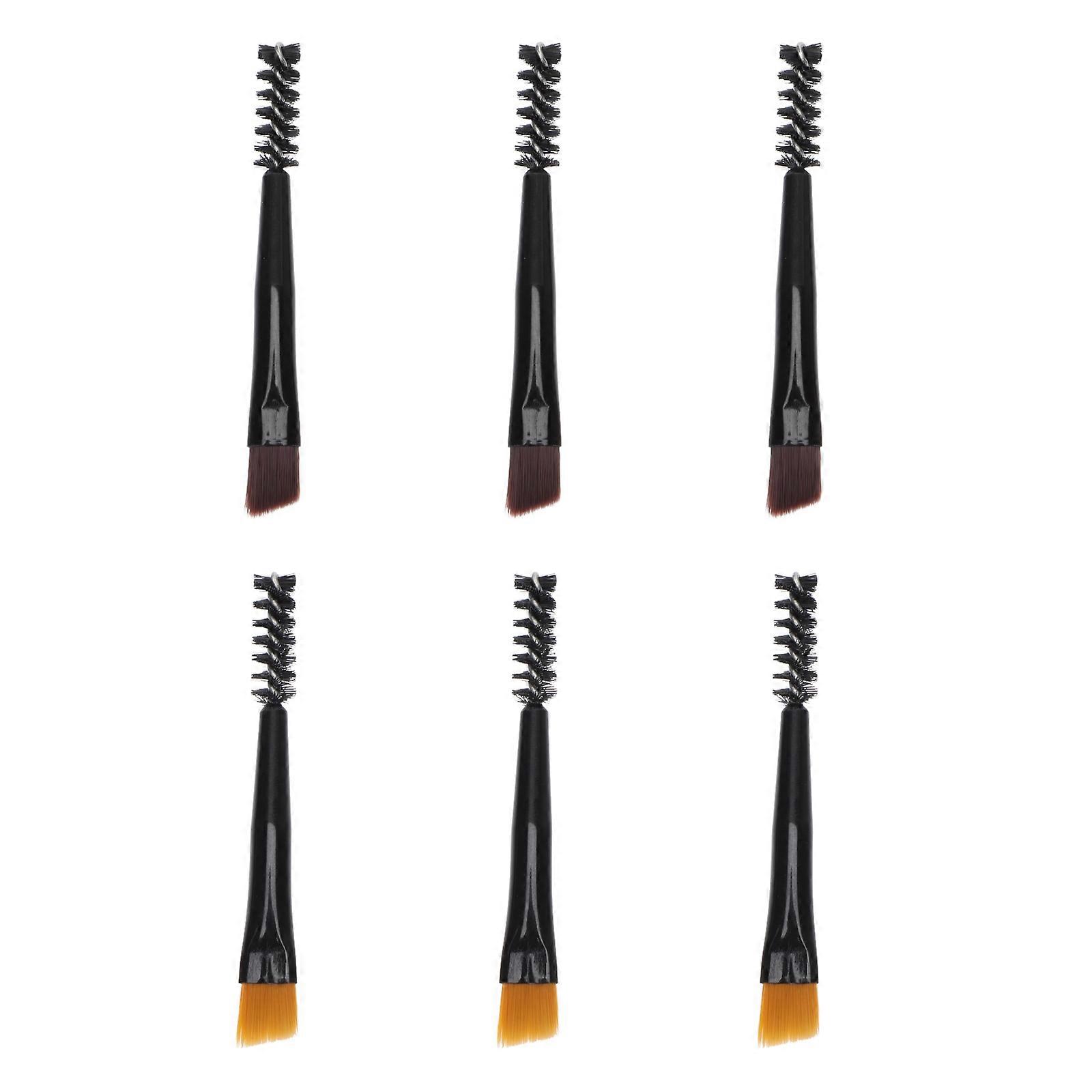 6Pcs Double-headed Eyebrow Brush for Makeup Use Mini Eyebrow Shaping Tool with Nylon Bristles Black