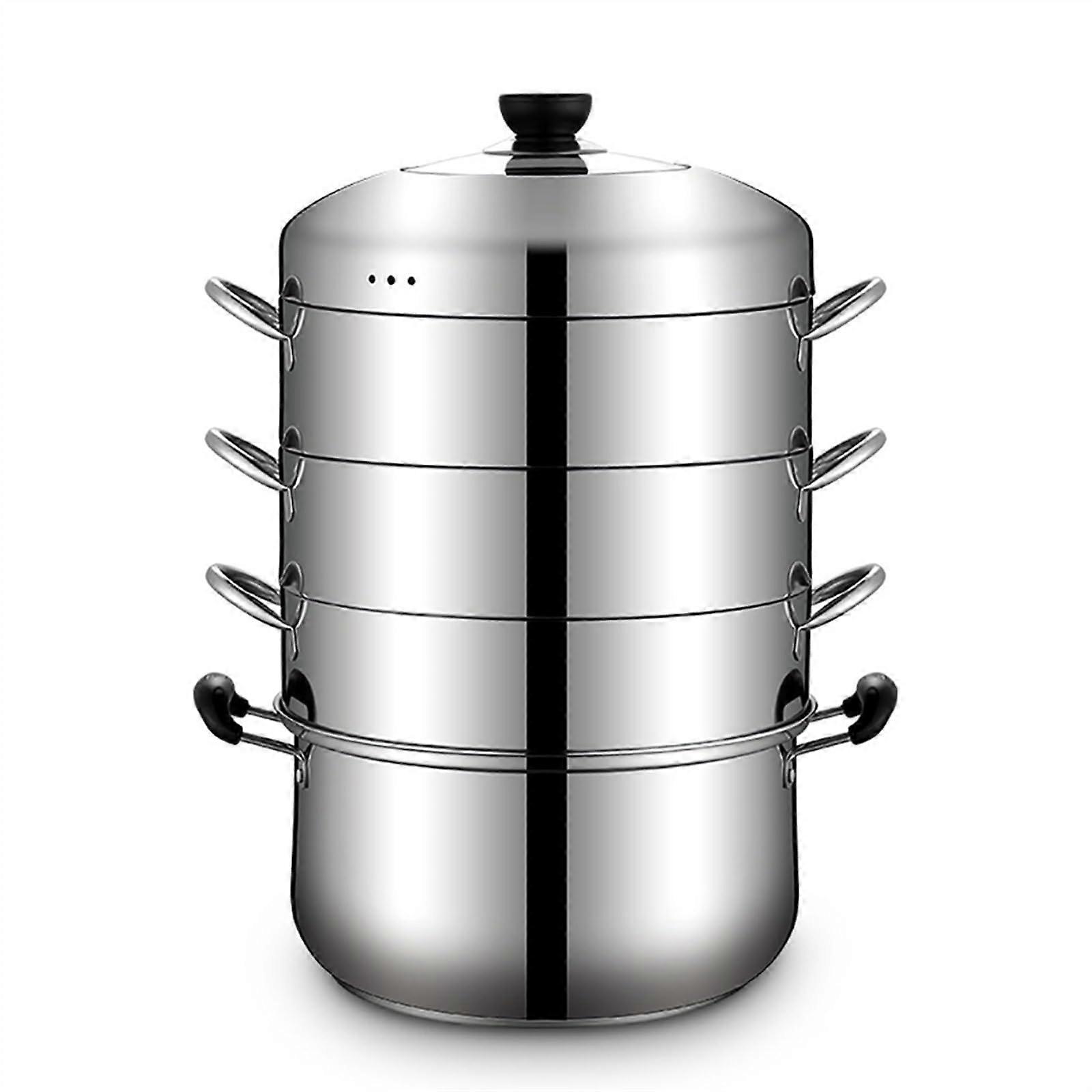 Steamer Soup Pot 4Layer Stainless Steel Steamer Large Capacity 34cm