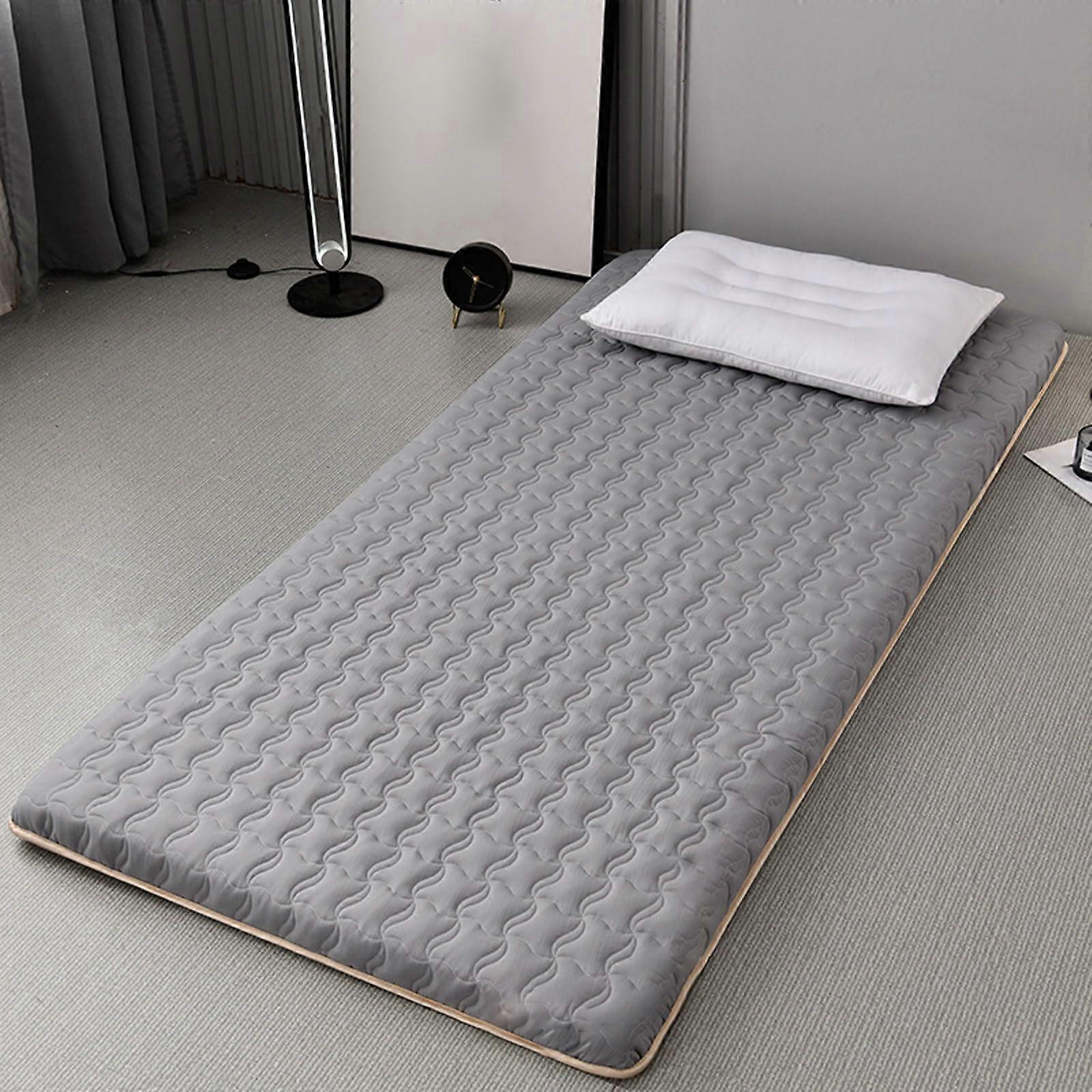 Tatami Floor Mattress, Foldable Sleeping Pillow, Thick Roll Up Futon Mattress for Adults, Portable Dorm Lounger 135*200cm (53*78 inches) Soybean Gray