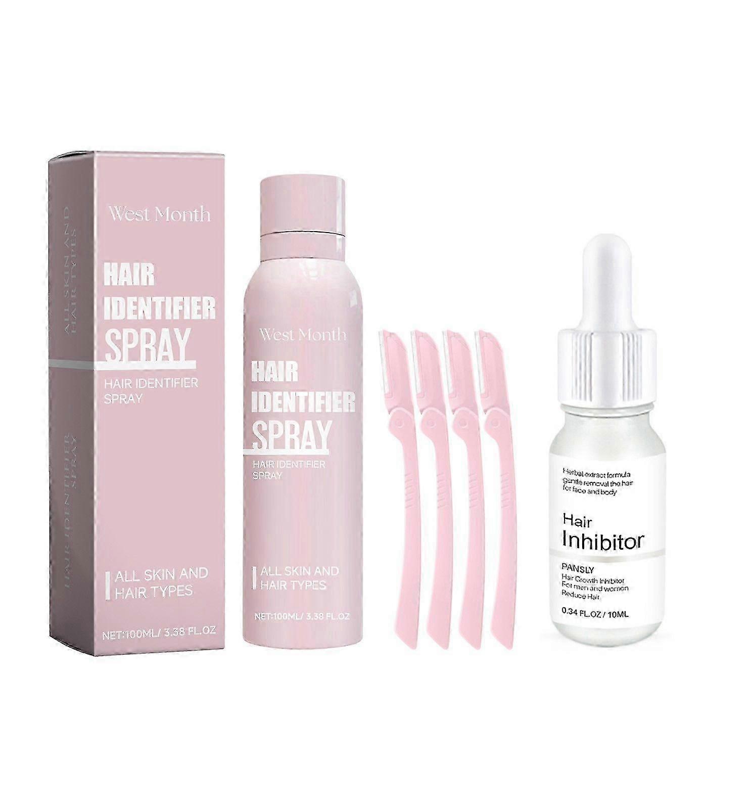 ספריי זיהוי שיער לגילוח פנים Dermaplaning + סרום מעכב צמיחת שיער לפנים, מעכב לחות קבוע לשיער מרגיע לעצור את השיער G