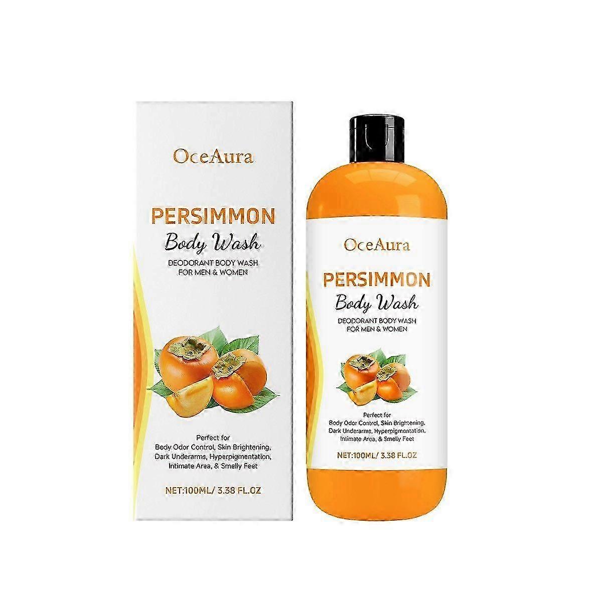 Persimmon Body Wash for Body Odor Control - Purifying Deodorizing Soap for Eliminating Odor - Underarms, Intimate Inner Thigh, Bikini Area