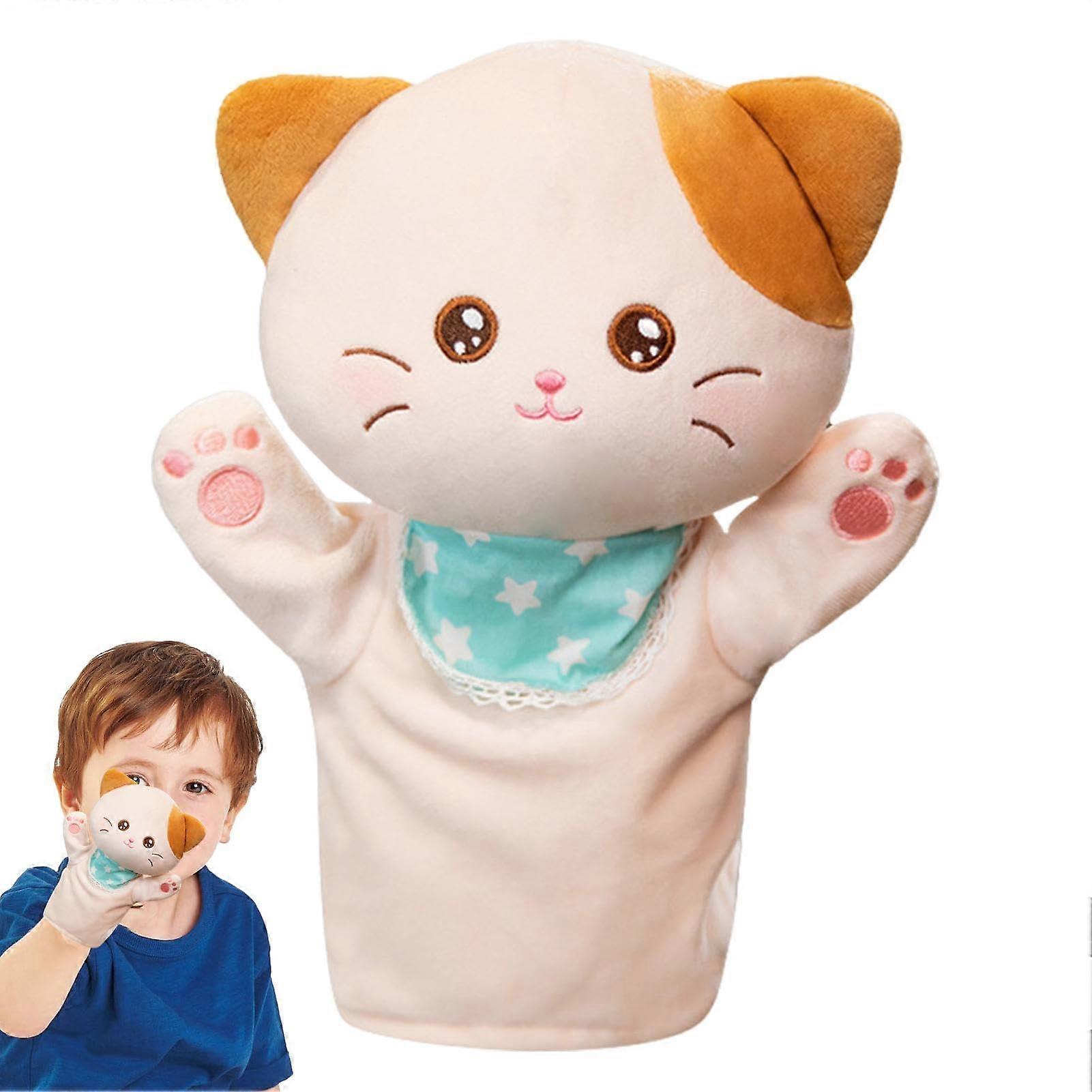 Hand Puppet Toy, Plush Animal Puppets for Kids, Interactive Storytelling Plush Cat Puppet, Soft Material, 12 Inches