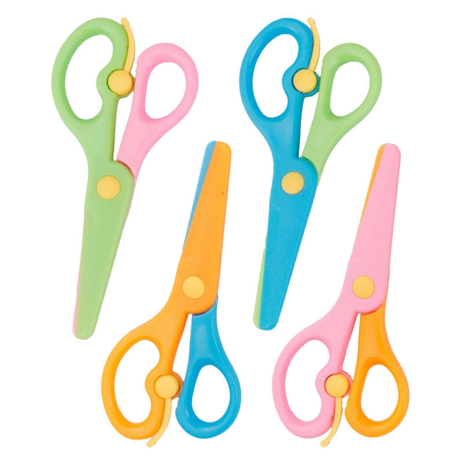 Kids Scissors Set, 4 Creative Round Tip Scissors for Crafts, School, Art Projects, Safe for Children, Colorful Design