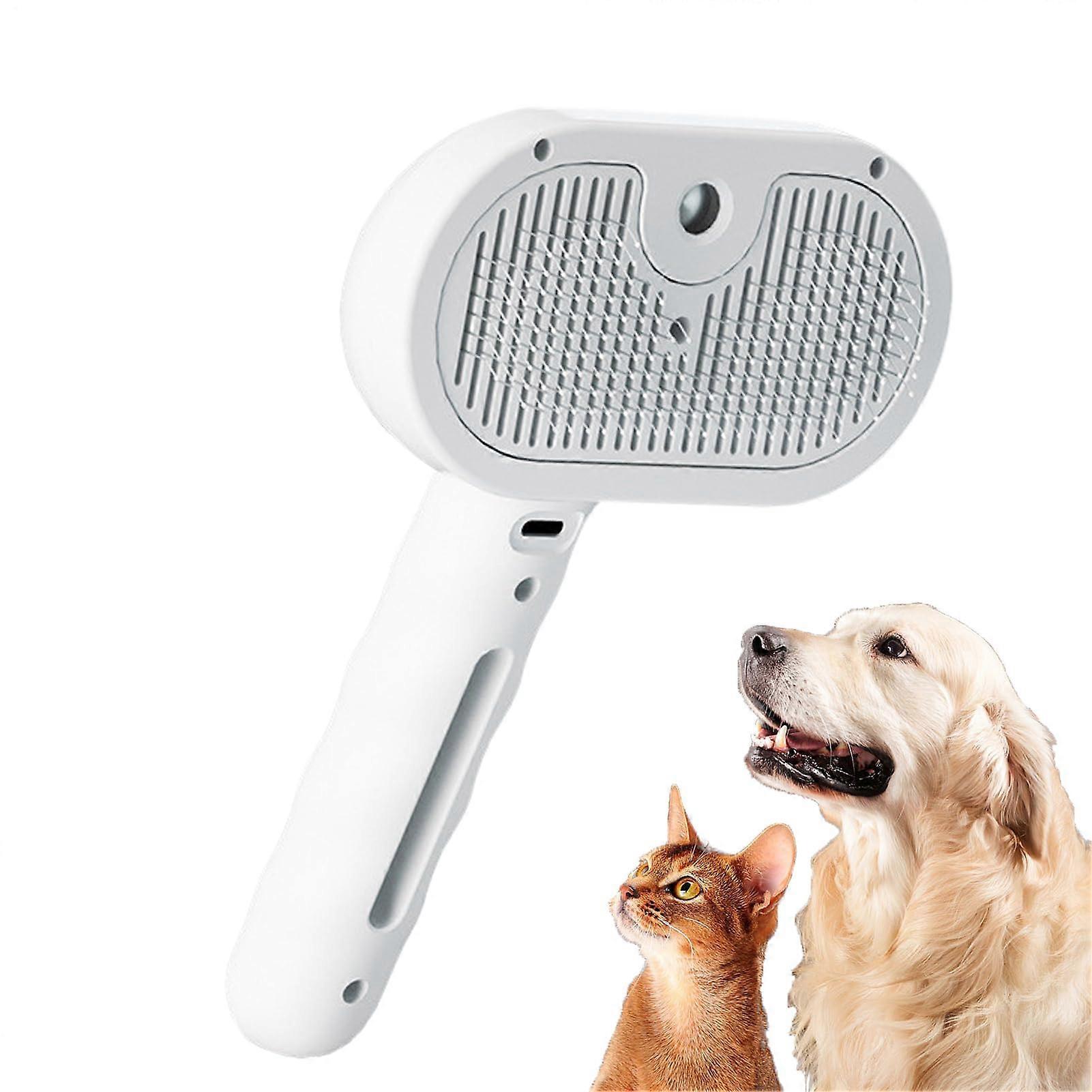 Cat Steam Brush for Pets – Professional Multifunctional Grooming Brush with Steam Function, Detangling and White