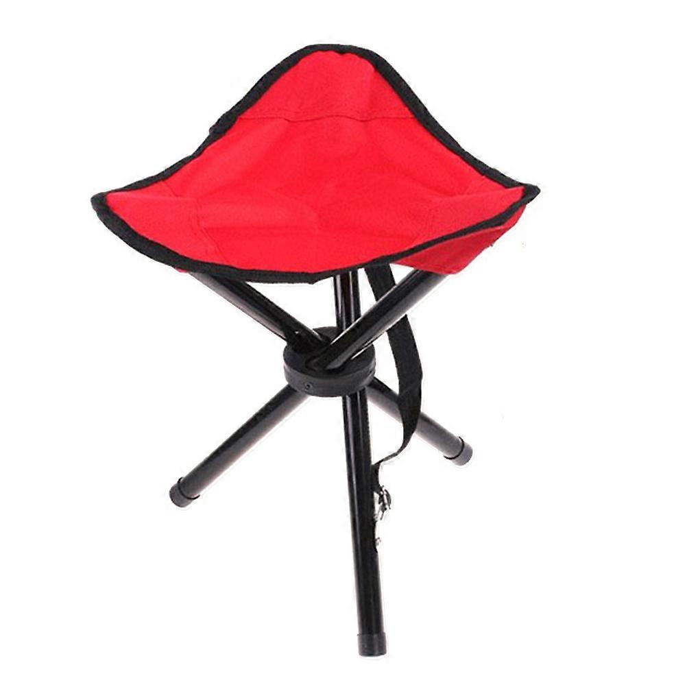Red Collapsible Tripod Stool Portable Design for Picnics Travelling High Bearing Capacity 1Set