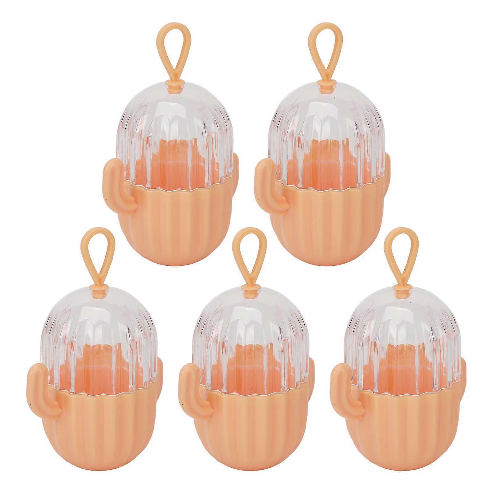 Makeup Sponge Case Transparent Lid Cactus Shape Multifunctional Makeup Blender Container with Handle for Earring 5pcs