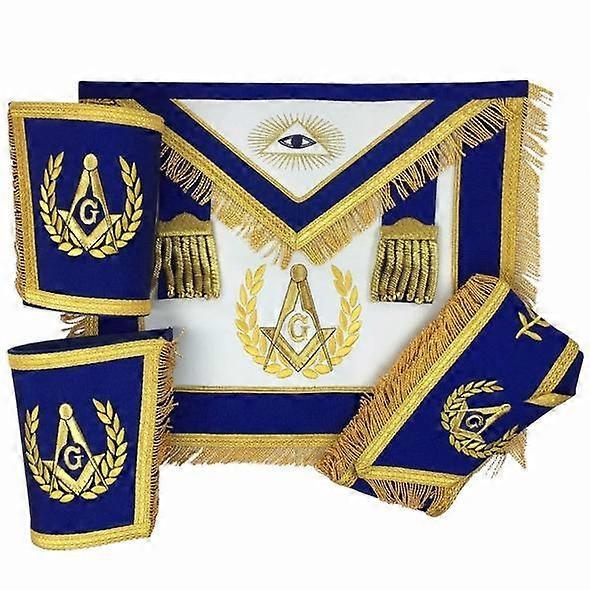 Blue Lodge Master Mason Apron With Fringe Set Apron,collar Gauntlets (cuffs)