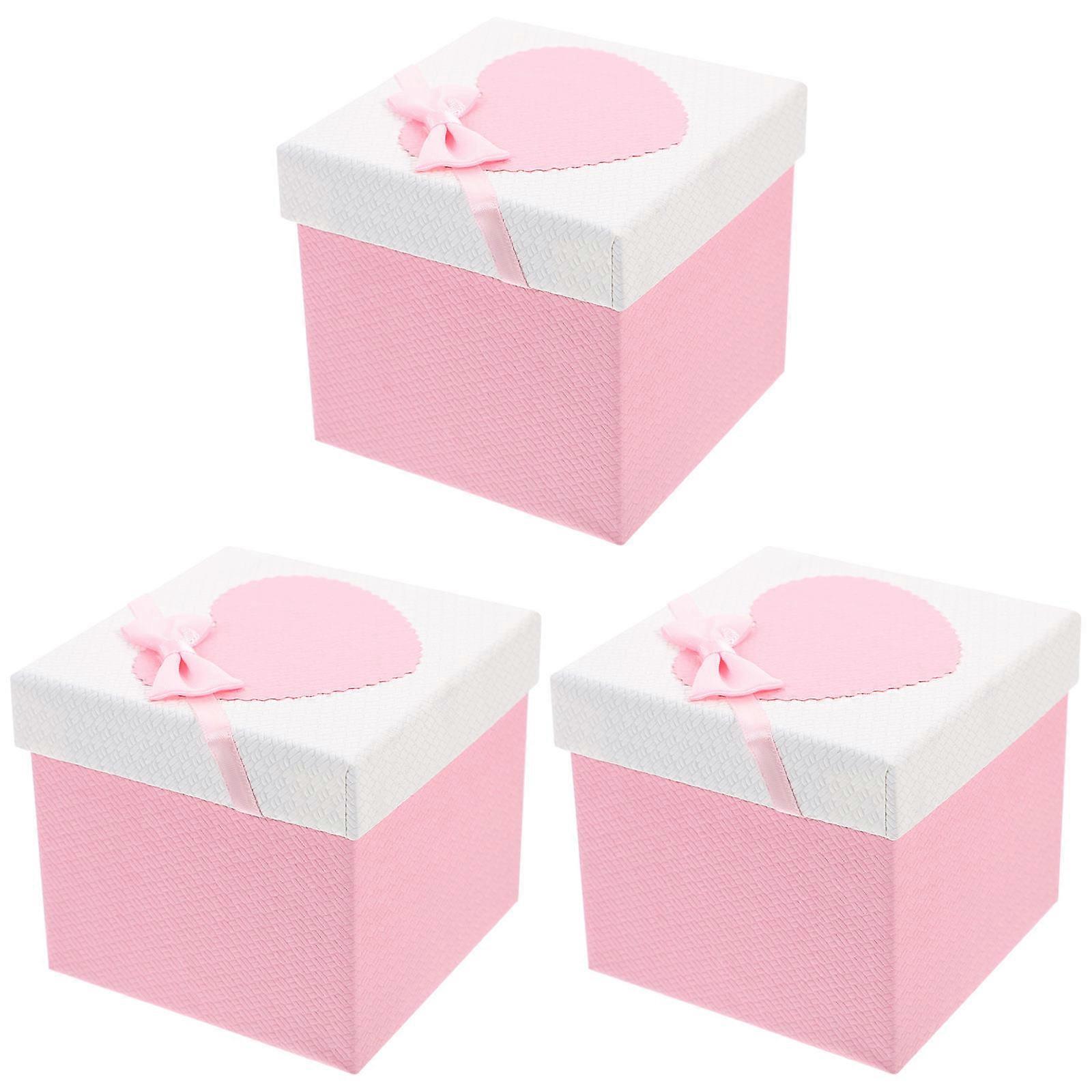 Storage Boxes With Lids Pink 10x10x10cm Ideal For Women Hosts And Event Planners For Various Occasions 3Pcs