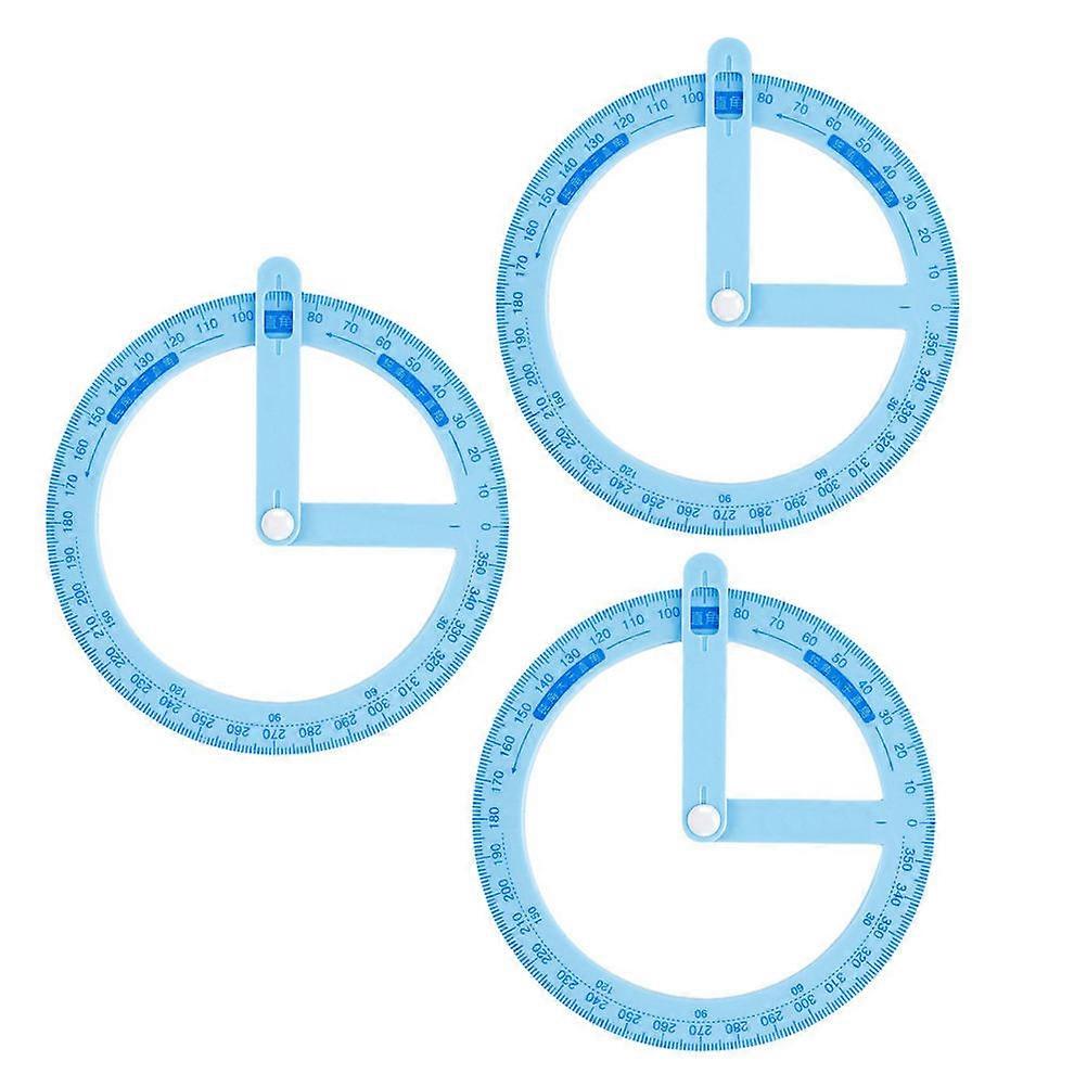 3Pcs Plastic 360 Degree Protractor for Pupils Angle Cognitive Tool Math Supplies