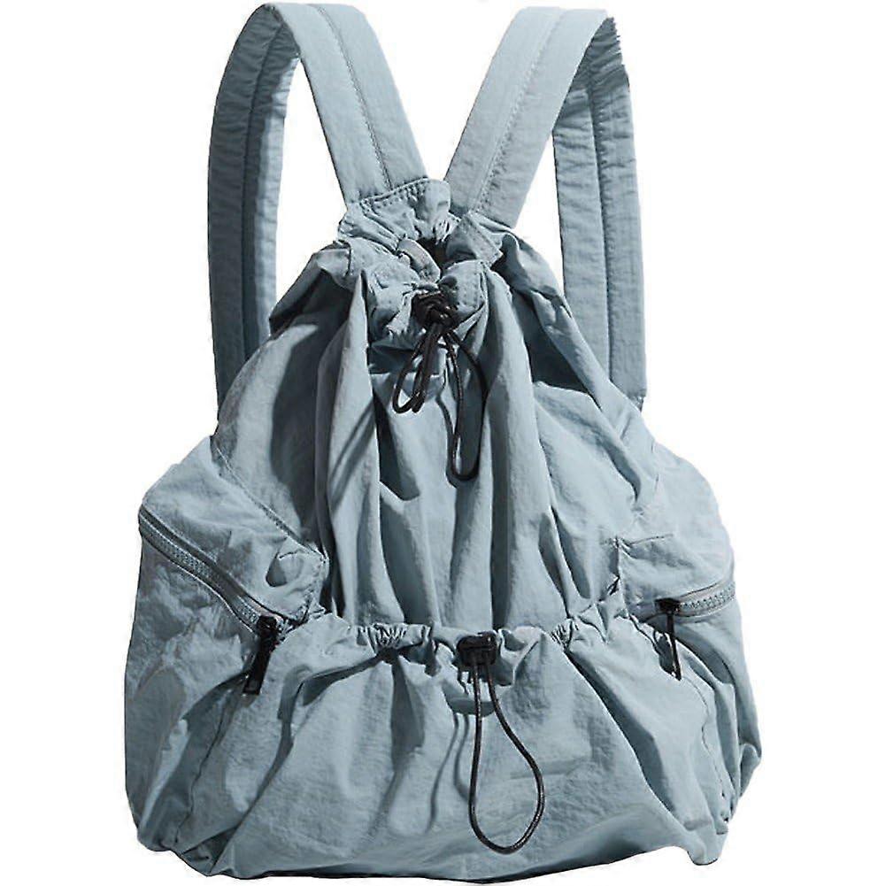 Nylon Rucksack with Large Capacity, Drawstring Design, Sports Shopping Bag for Swimming, Cycling, Travel in Blue