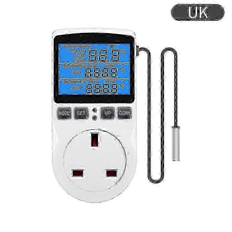 ZENGO Digital Thermostat,230v Temperature Controller Socket Outlet,13a Timer Switch Plug With Sensor For R