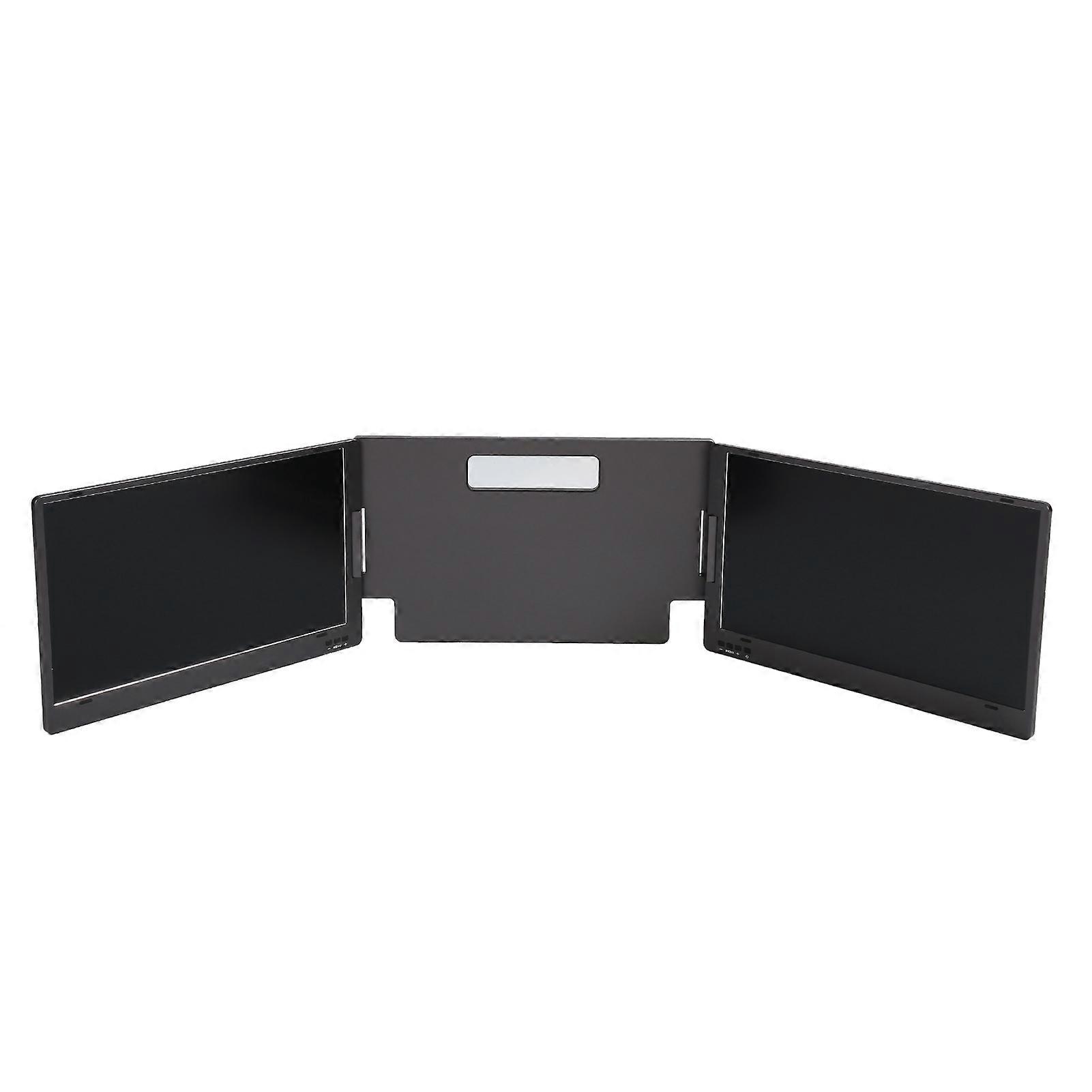 Triple Portable Monitor 14in FHD 1080P IPS Type C 360 Degrees Rotating Portable Screen for Laptop Within 15.6in 100‑240V EU Plug 