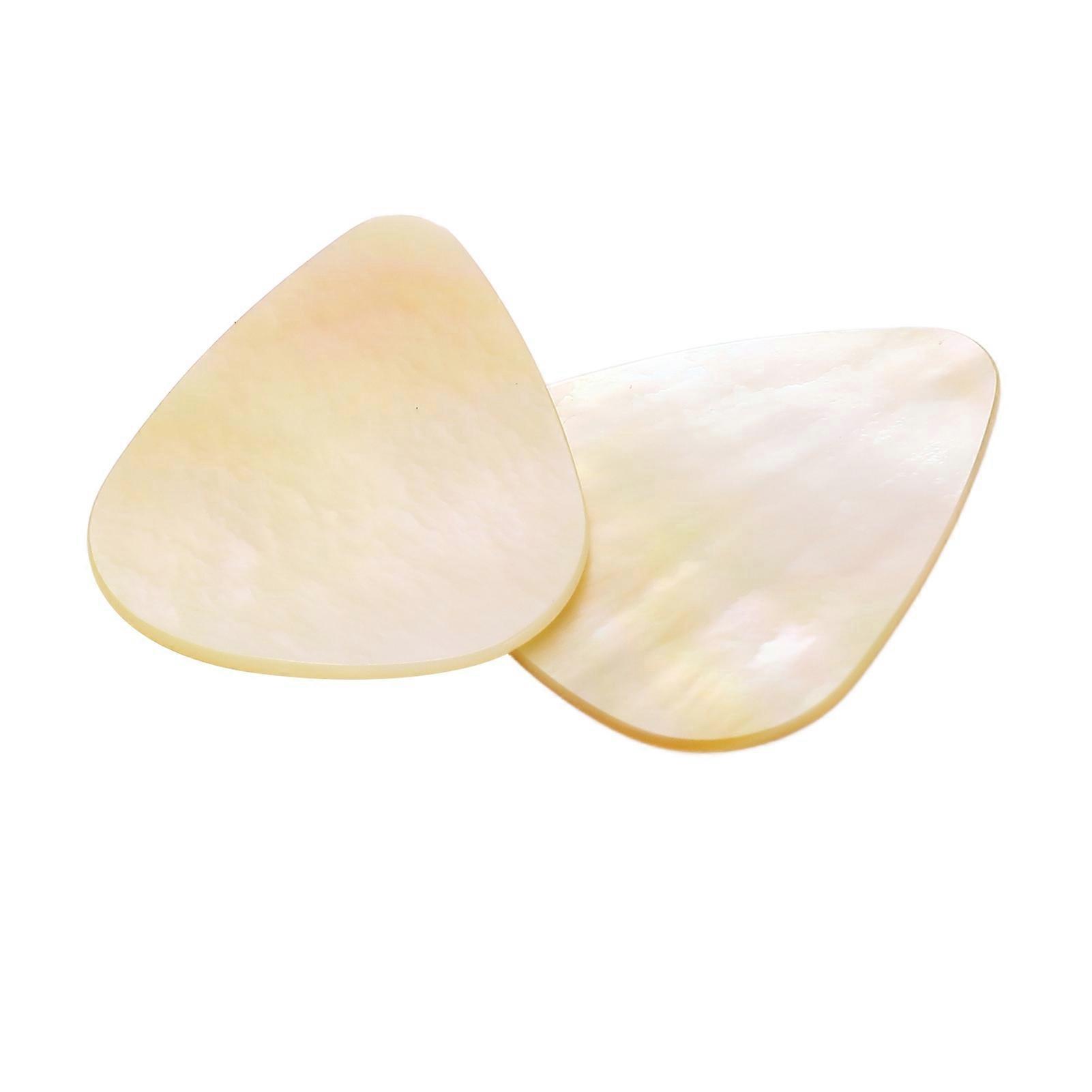 2PCS Set Guitar Picks Shell Teardrop Shaped Acoustic Guitar Picks for Uklele Bass LC18 White